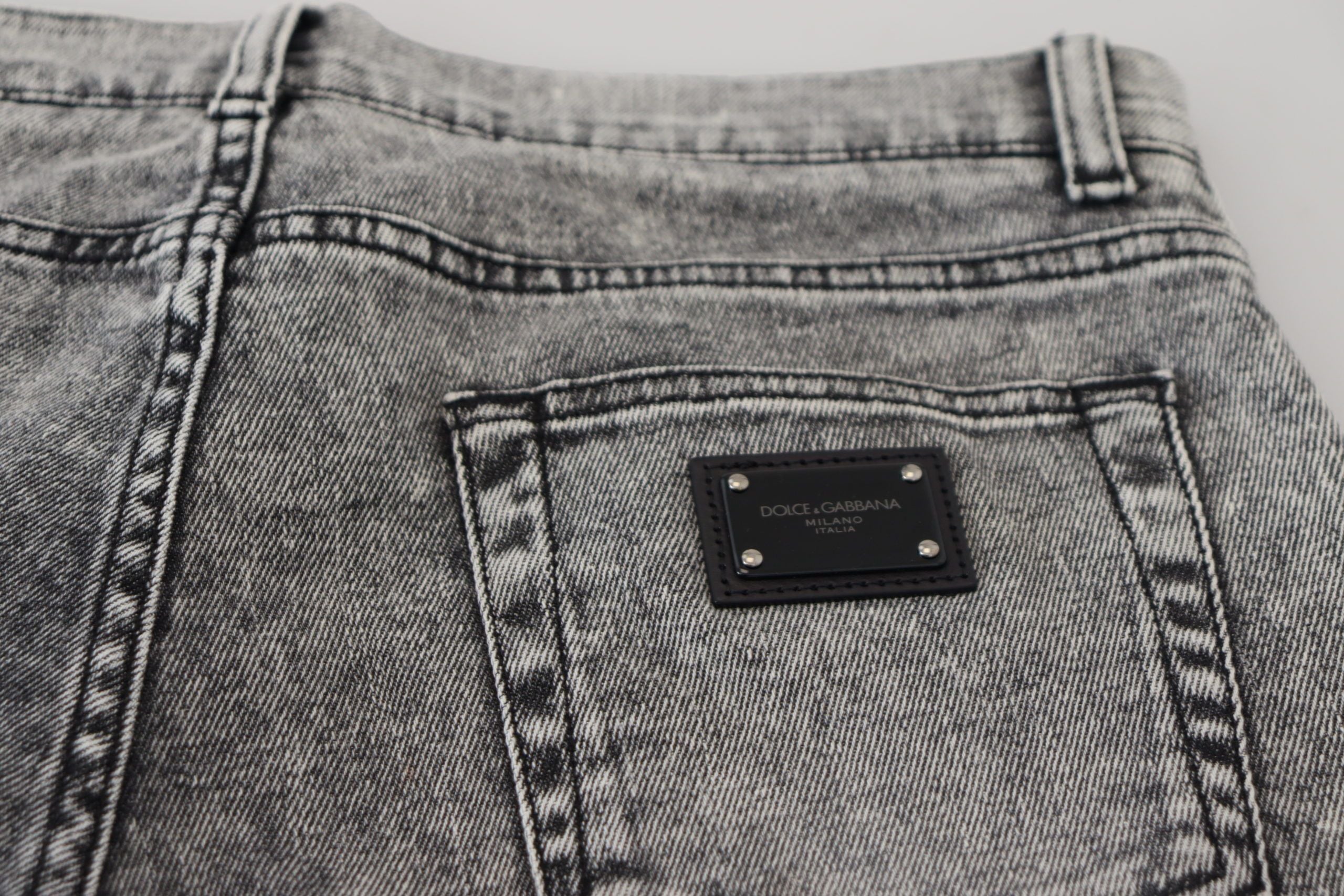 Gray Slim Fit Wash Stretch Cotton Denim Jeans - ventzia