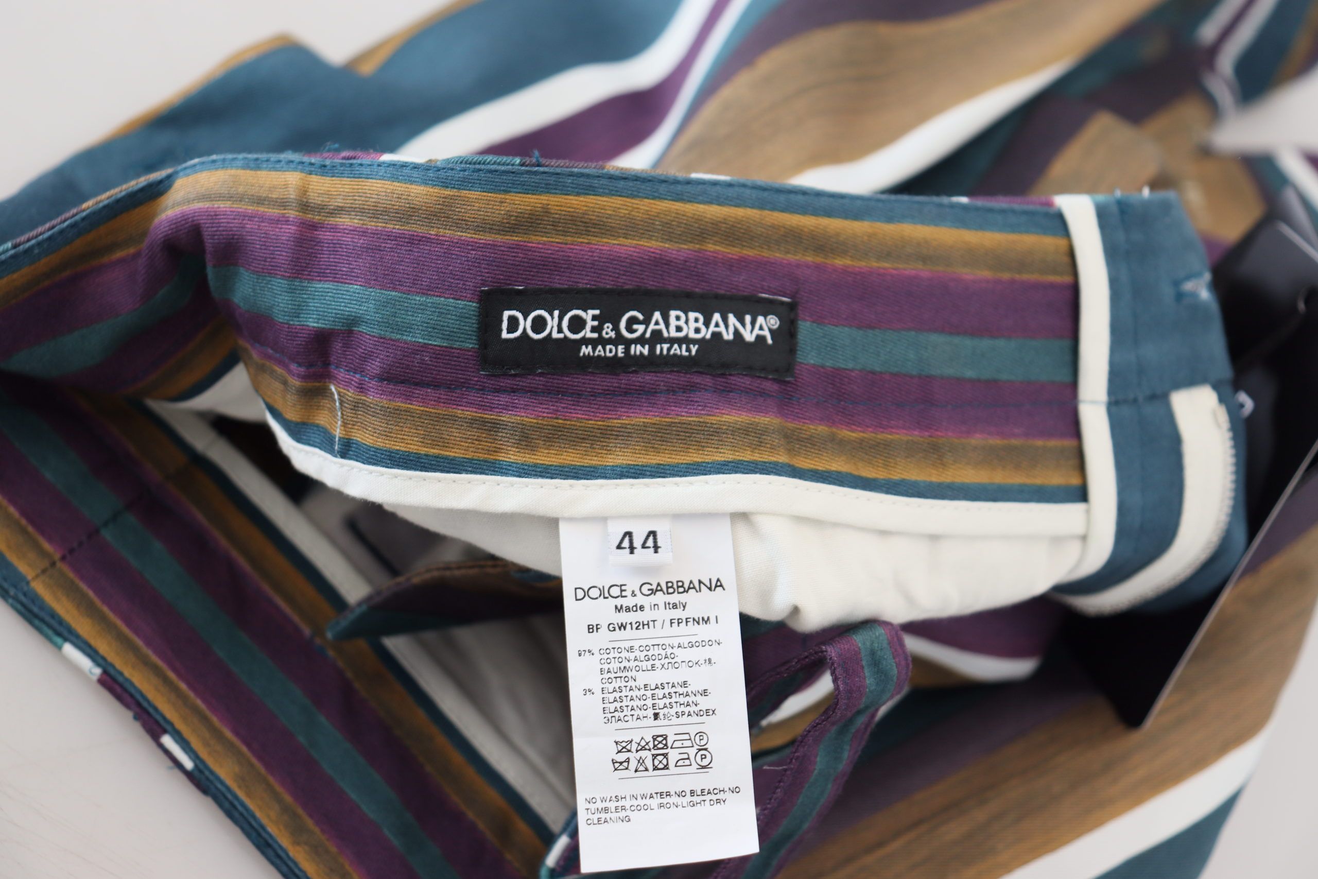 Multicolor Striped Stretch Cotton Shorts - ventzia