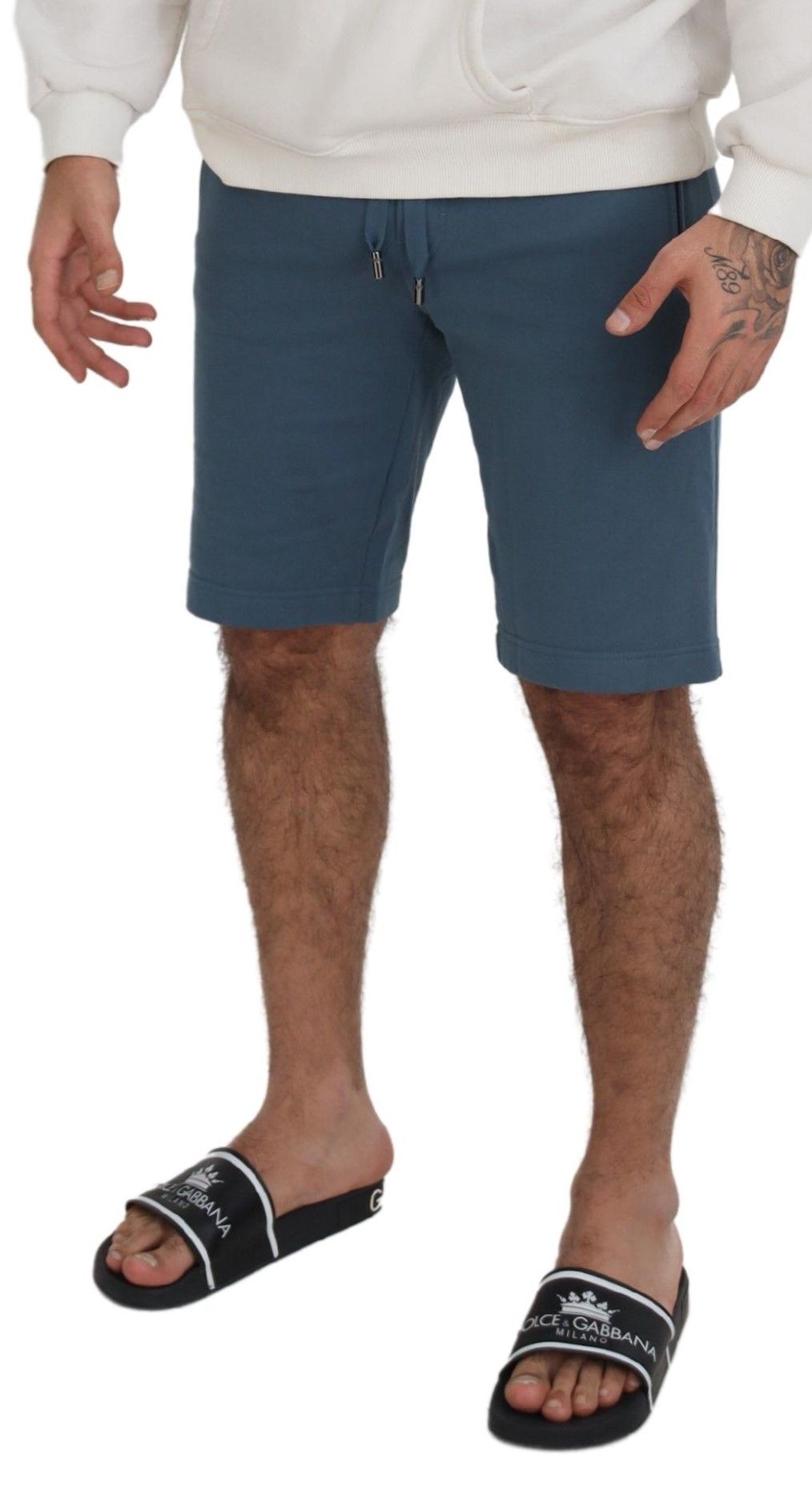 Blue Cotton Bermuda Casual Mens Shorts - ventzia