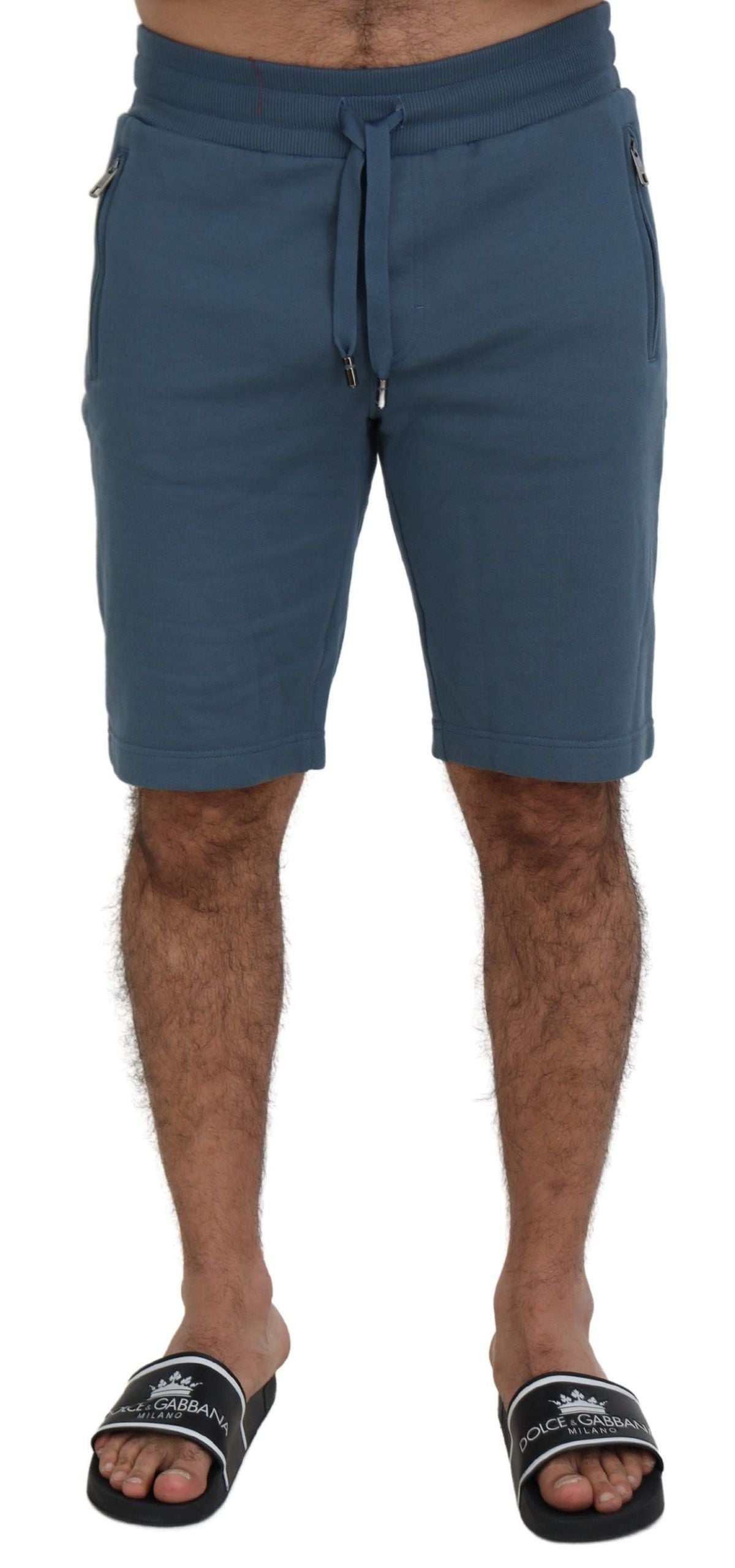 Blue Cotton Bermuda Casual Mens Shorts - ventzia