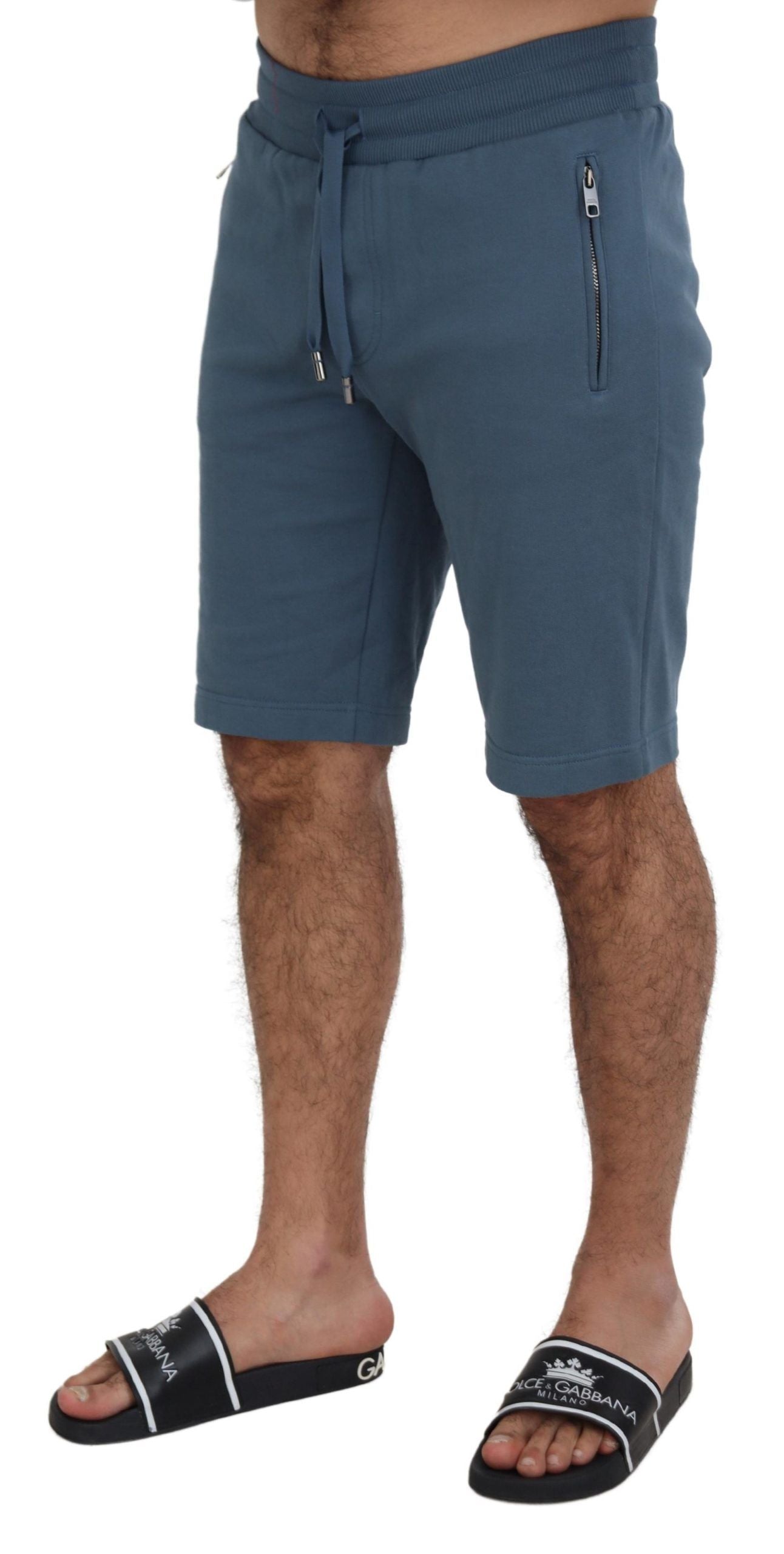 Blue Cotton Bermuda Casual Mens Shorts - ventzia
