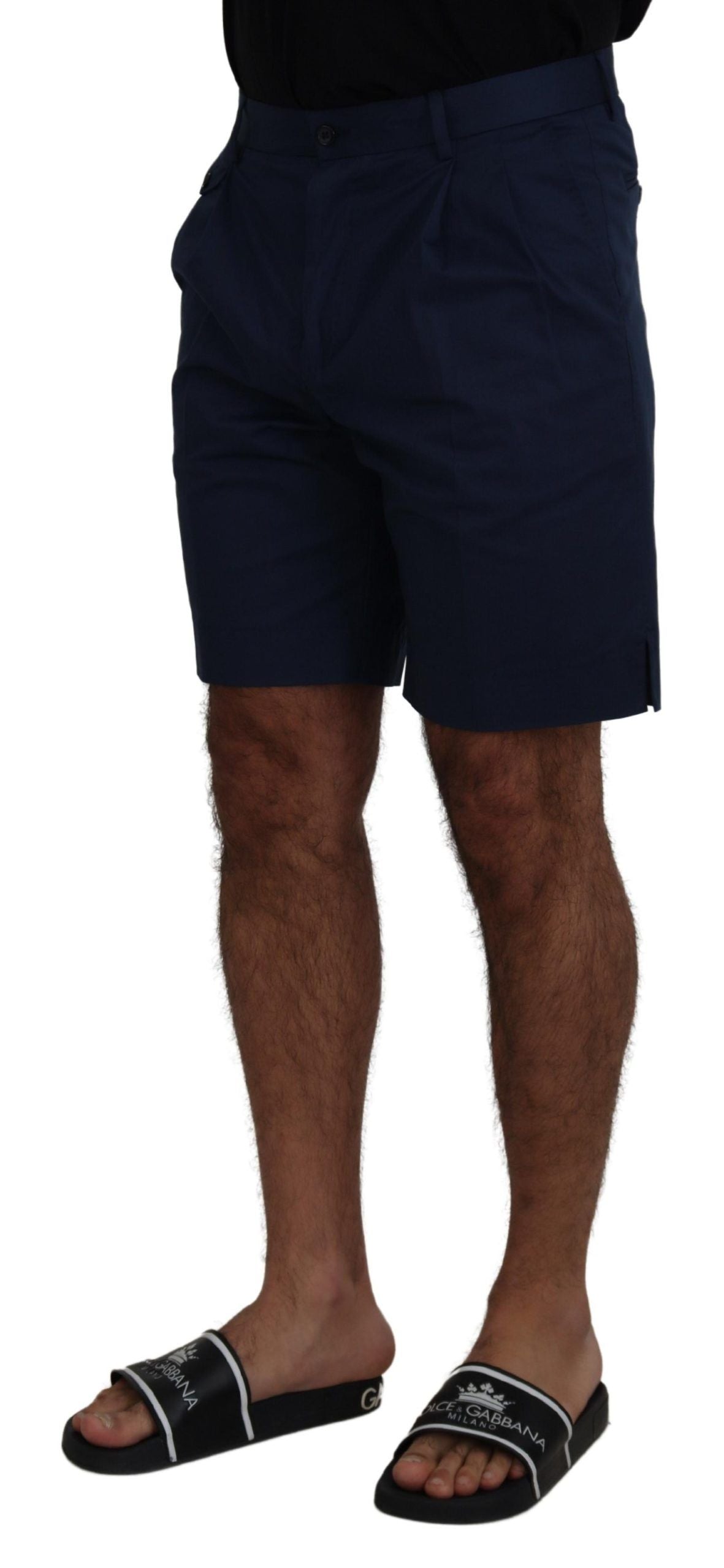 Blue Chinos Cotton Stretch Casual Shorts - ventzia