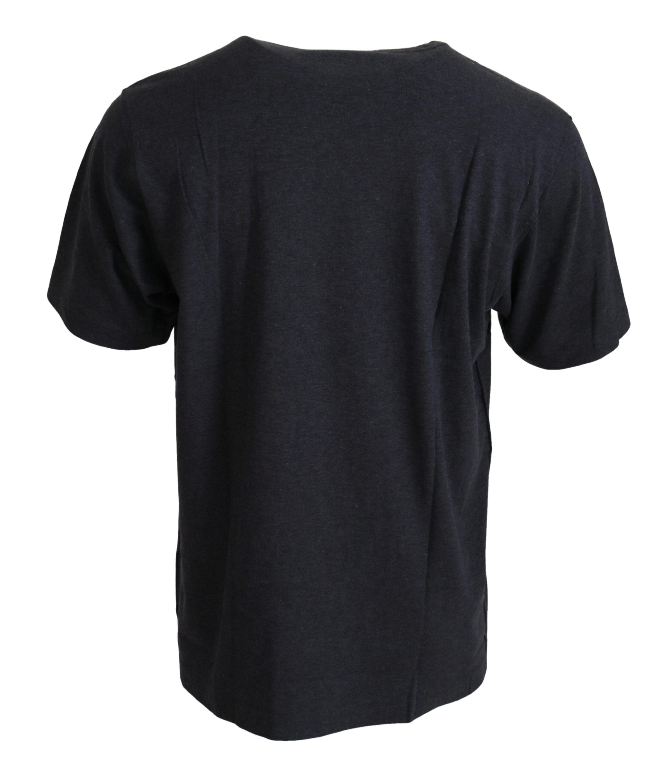 Gray Crewneck Cotton Short Sleeve T-shirt - ventzia