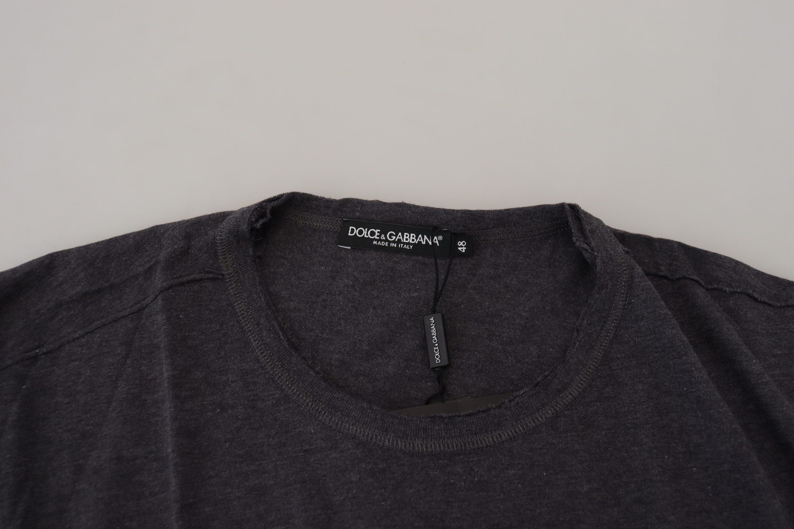 Gray Crewneck Cotton Short Sleeve T-shirt - ventzia