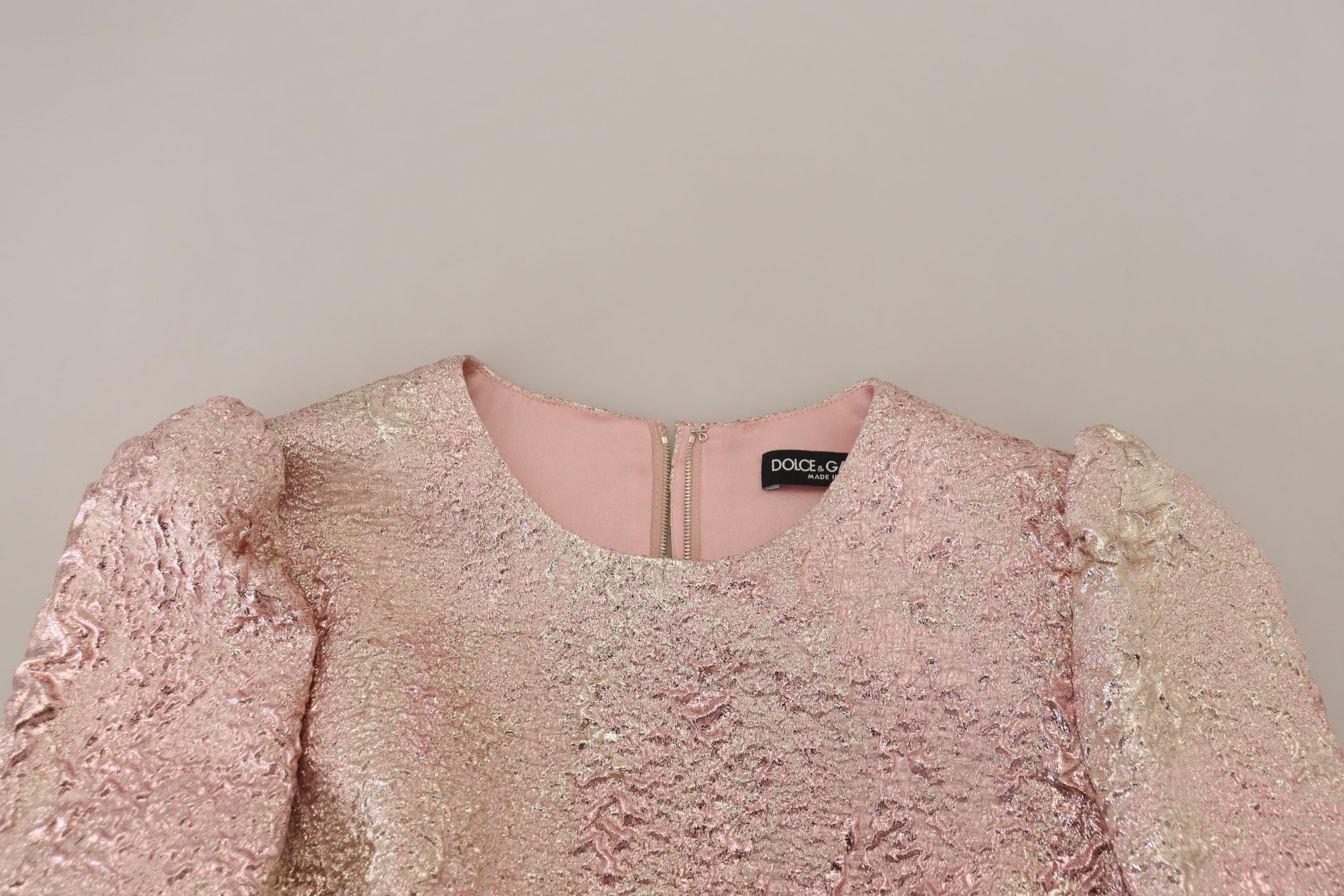 Pink Jaquard 3/4 Sleeve Sheath Midi Dress - ventzia