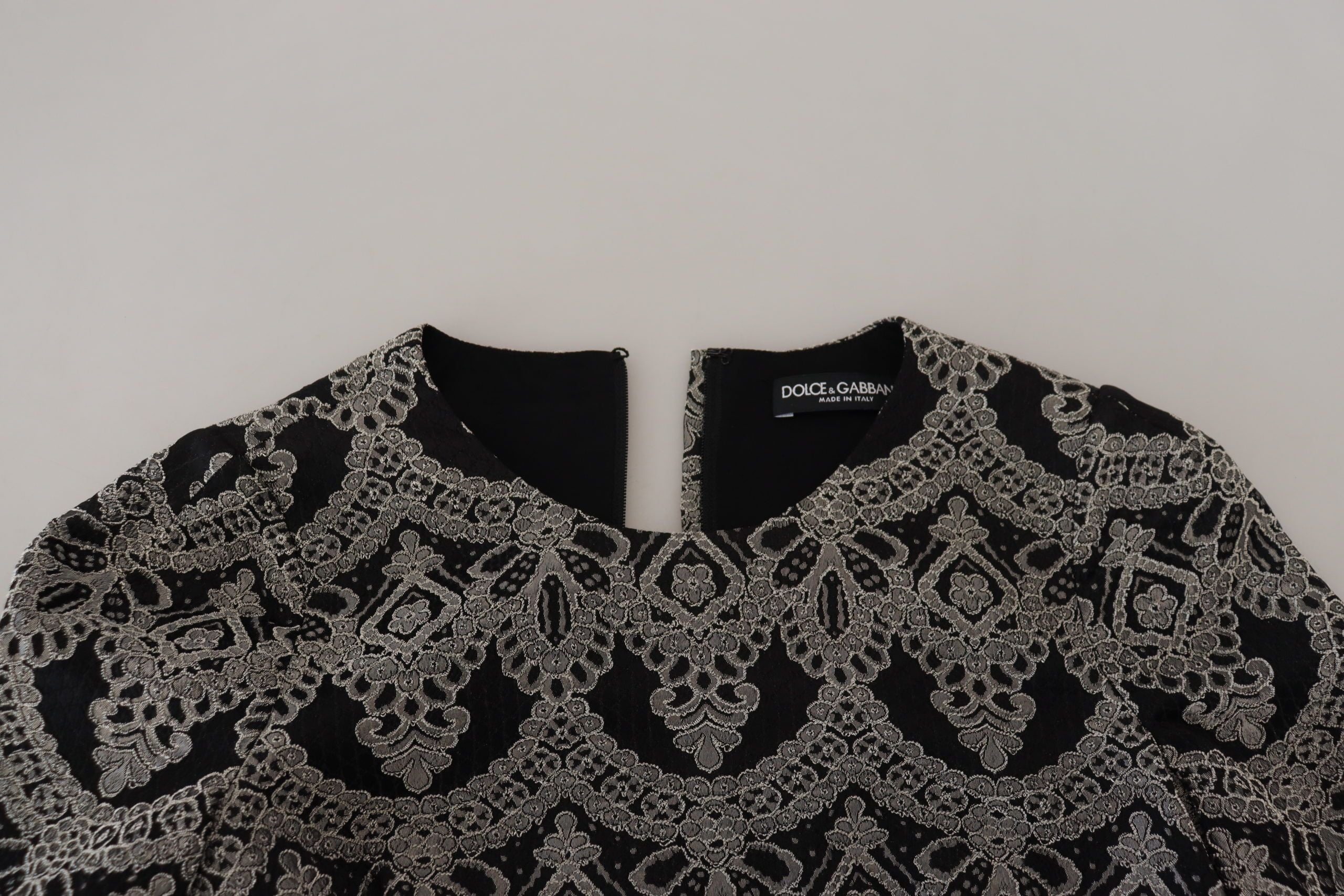 Black Gray Jacquard Sheath Bodycon Dress - ventzia