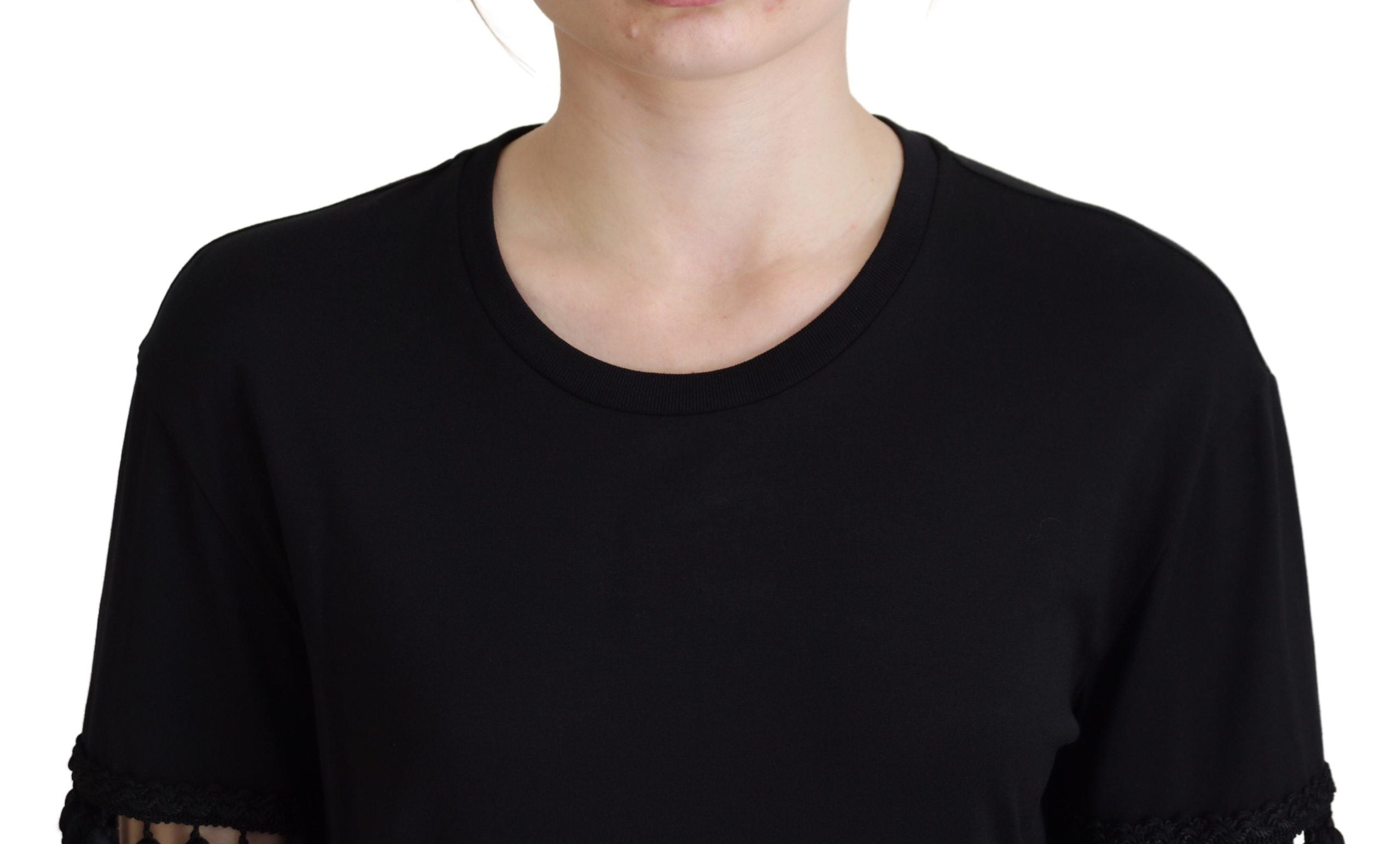 Black T-shirt Blouse Tassle Cotton Blouse - ventzia