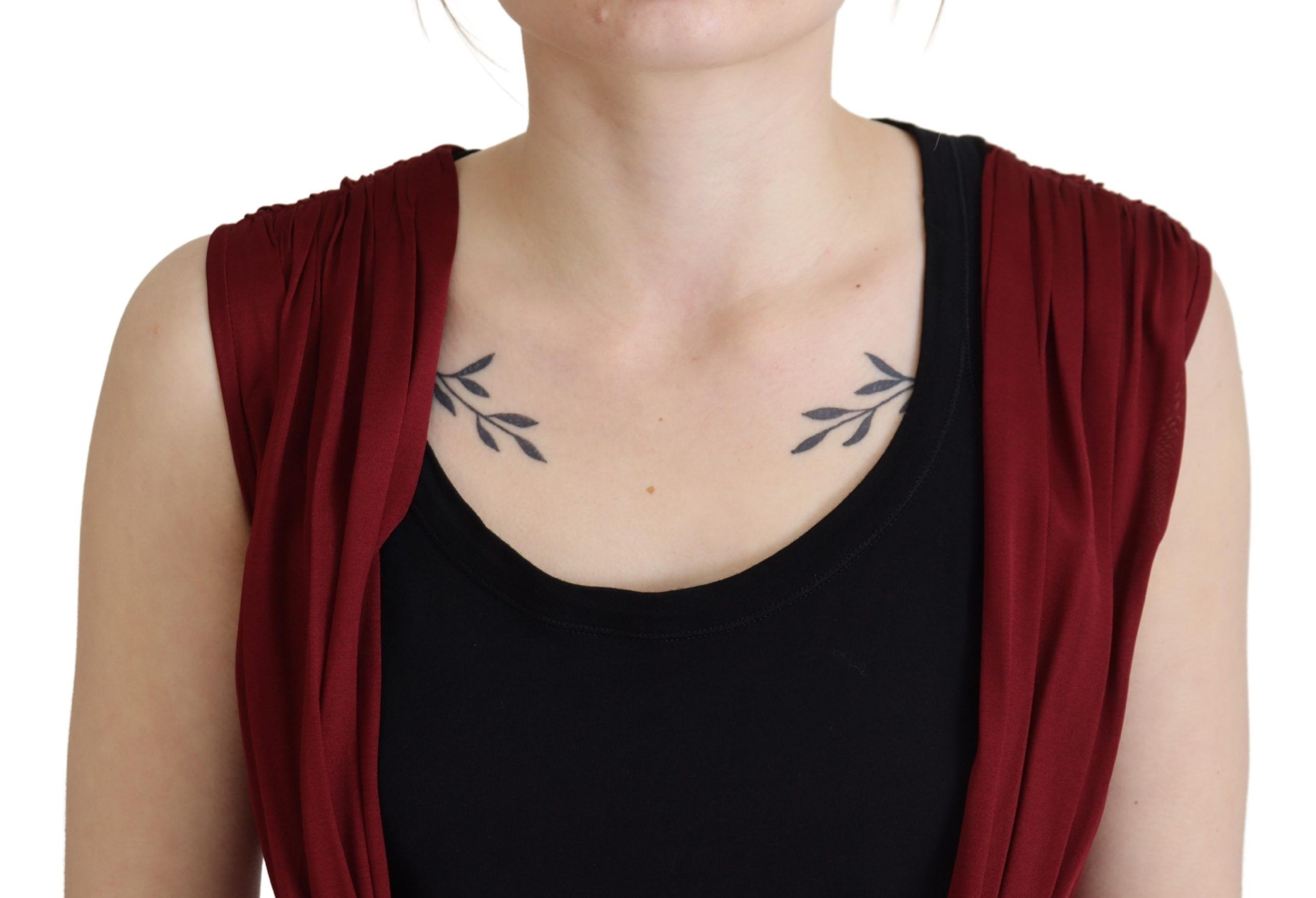 Bordeaux Silk Stretch Top Vest Blouse - ventzia