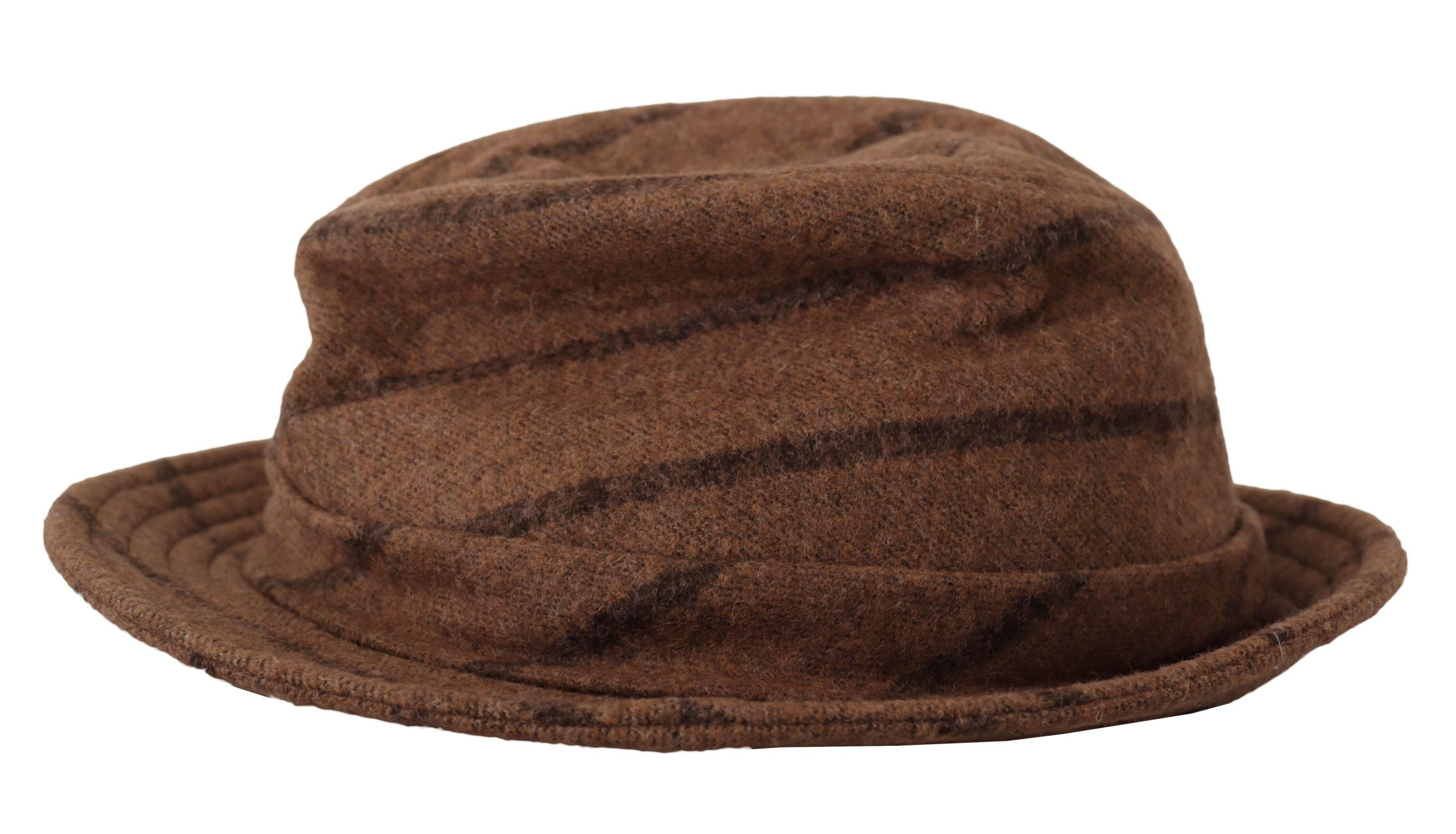 Brown Fedora Striped Print Summer Hat - ventzia