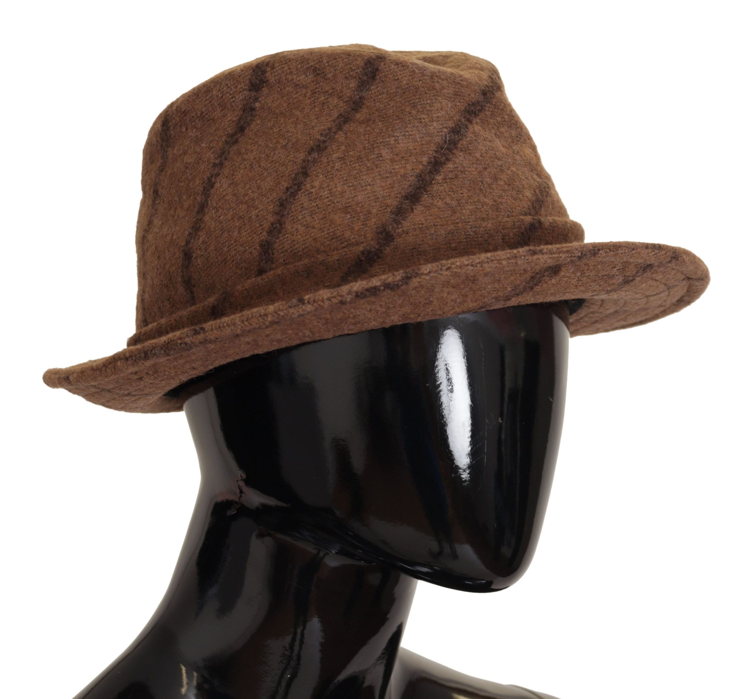 Brown Fedora Striped Print Summer Hat - ventzia