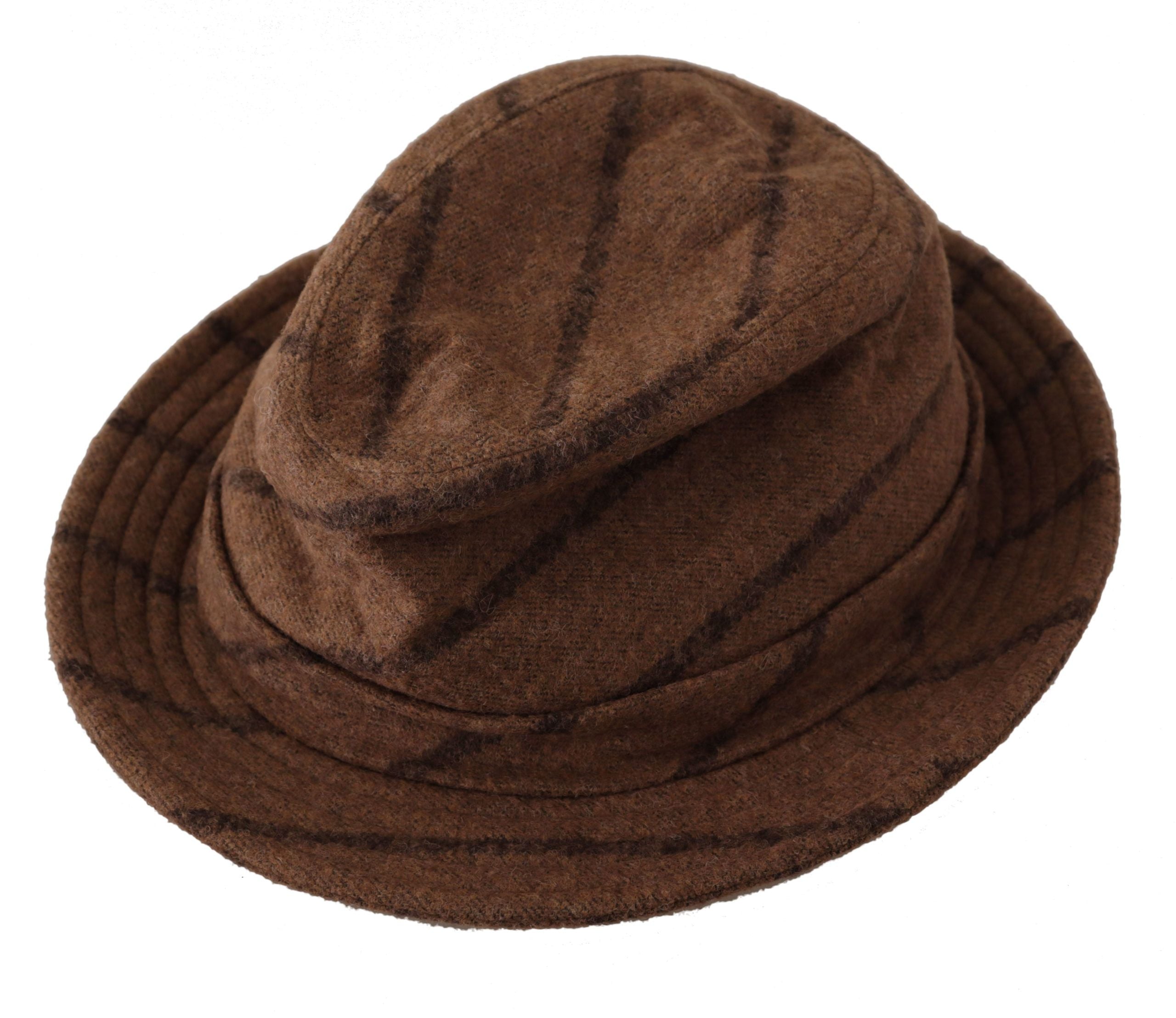 Brown Fedora Striped Print Summer Hat - ventzia