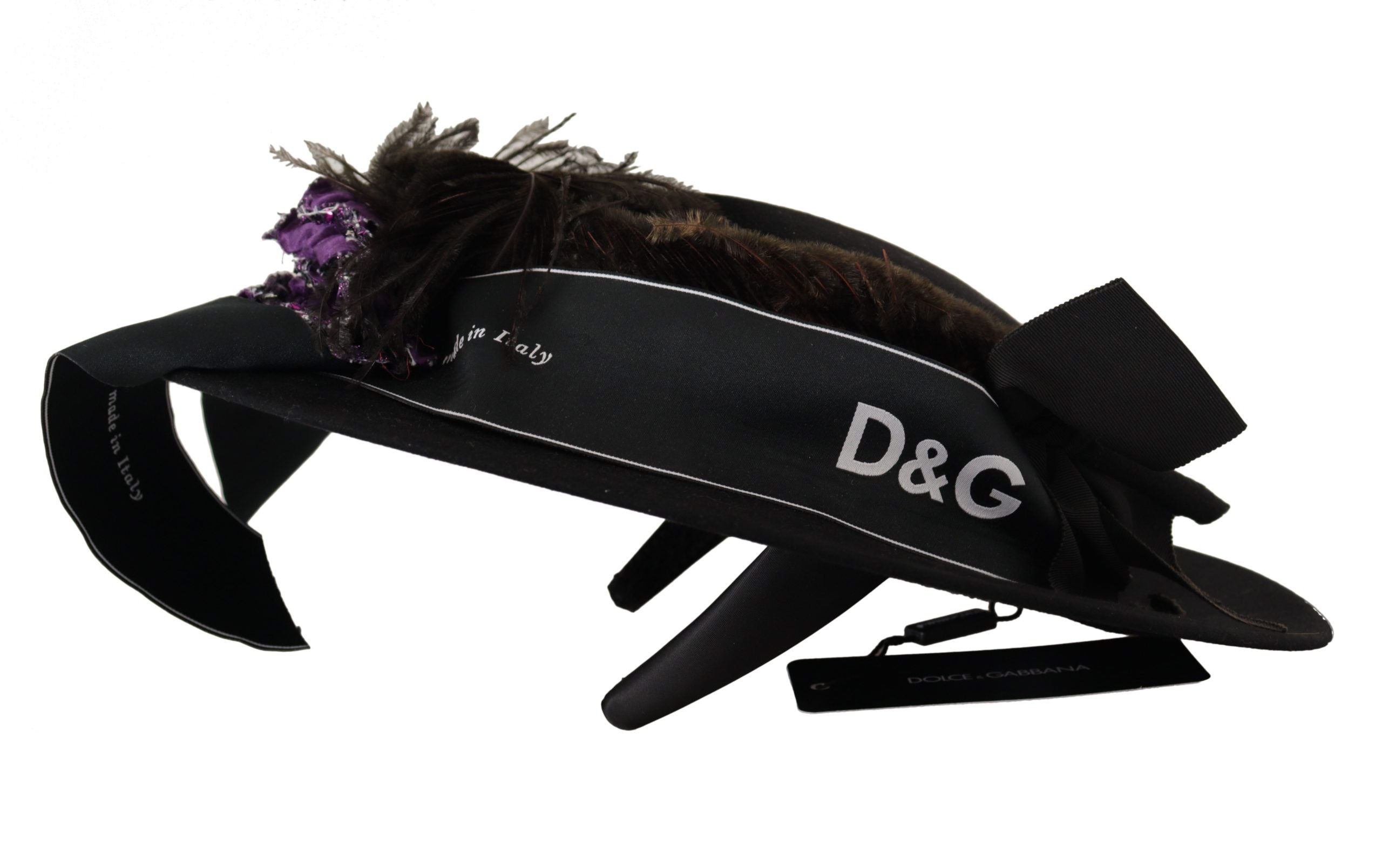 Black Lapil Crystal Heart Feather Brooch Fedora Hat - ventzia