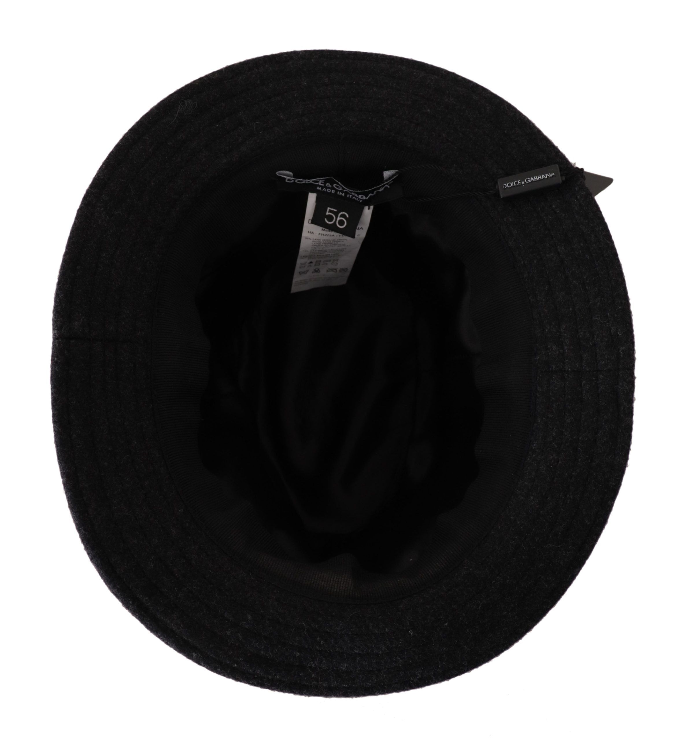 Gray Virgin Wool Logo Fedora Trilby Cappello Hat - ventzia