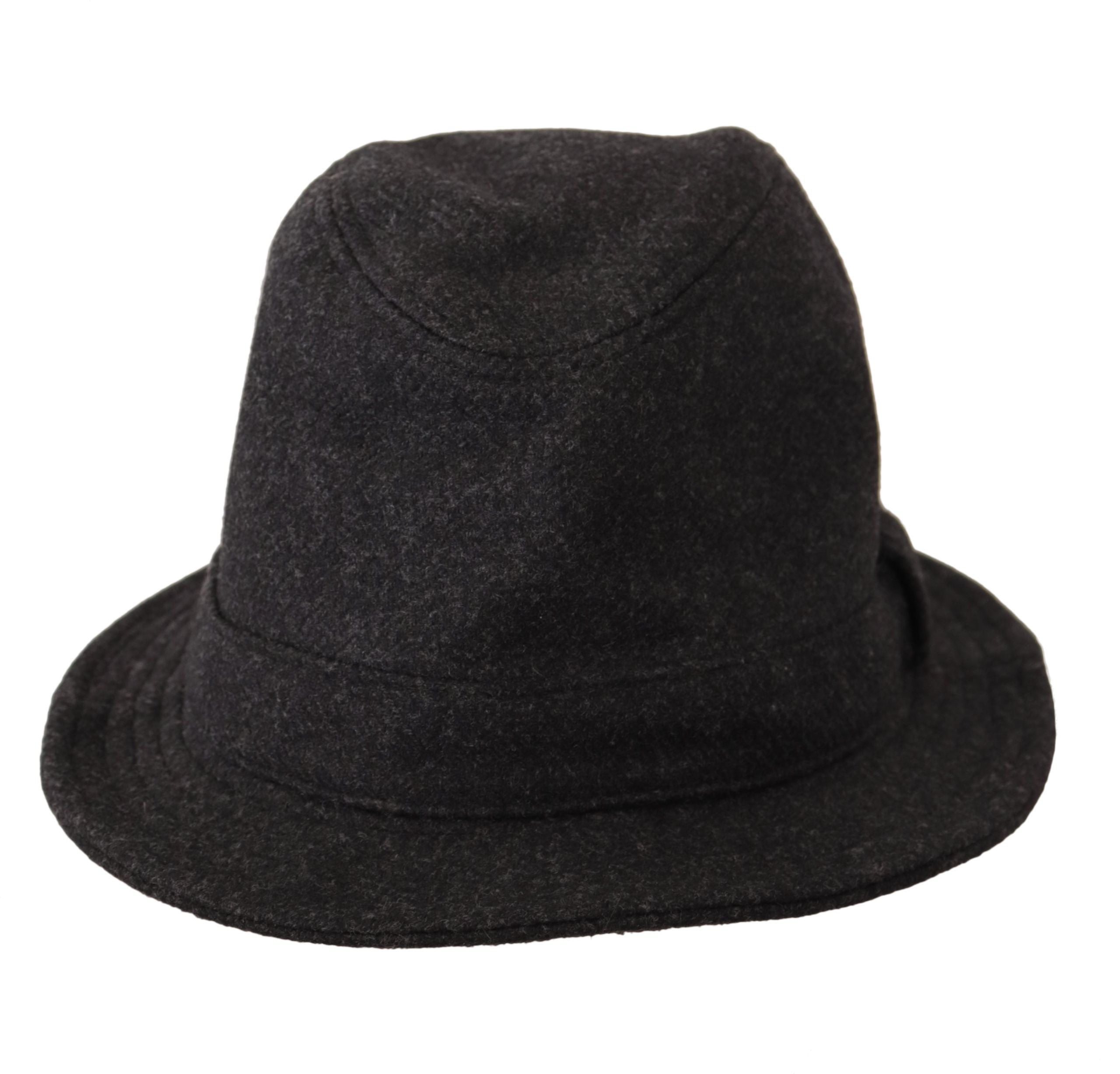 Gray Virgin Wool Logo Fedora Trilby Cappello Hat - ventzia
