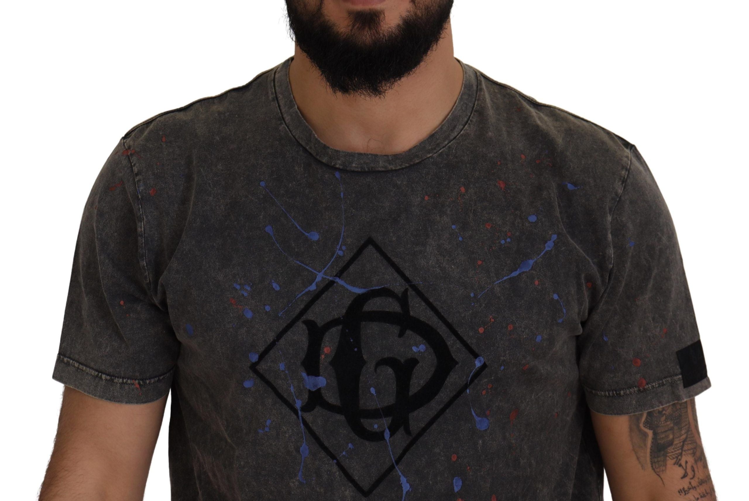Gray Discolored Effect DG Logo T-shirt - ventzia