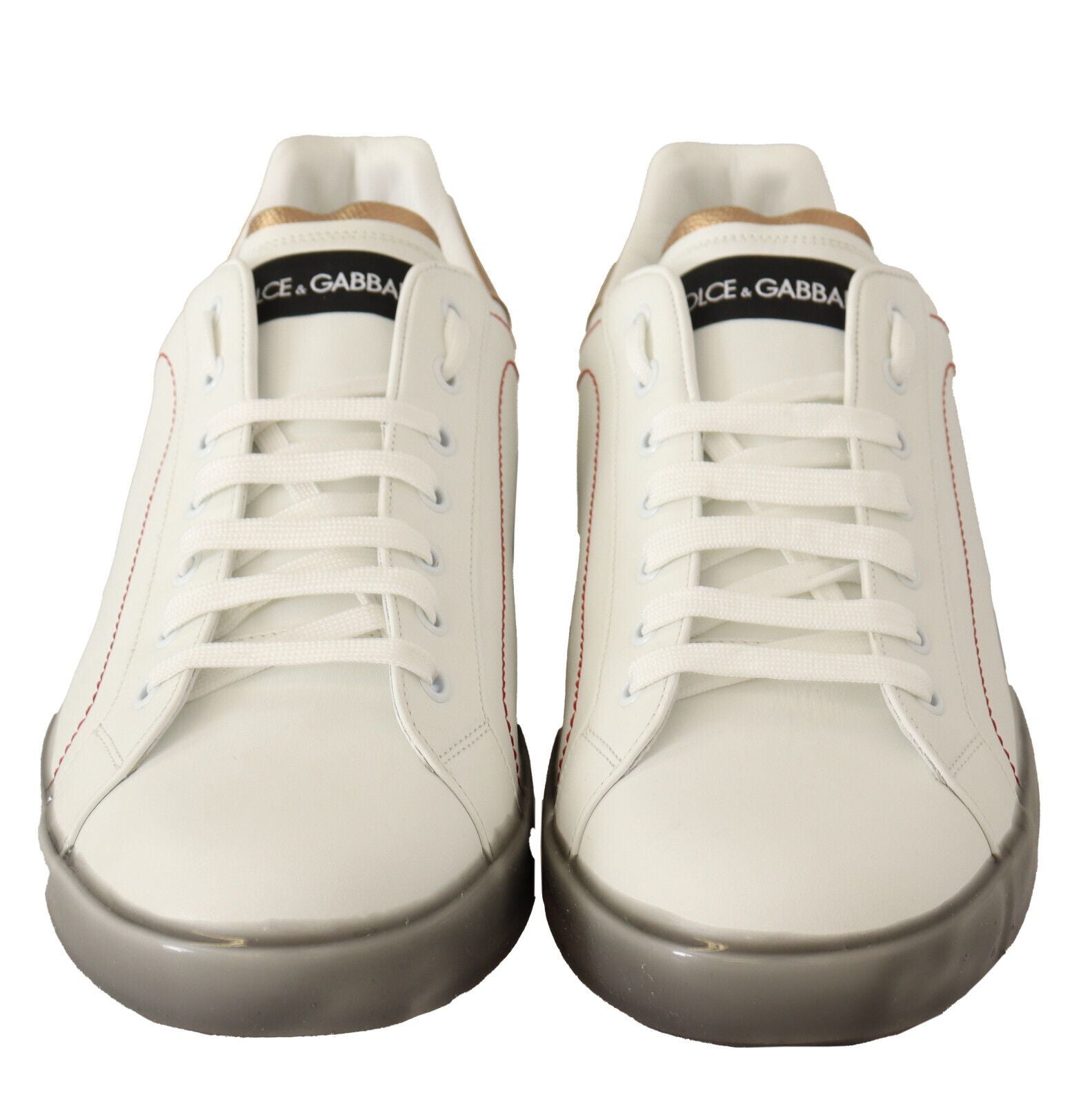 White Gold Leather Low Top Sneakers Casual Shoes - ventzia