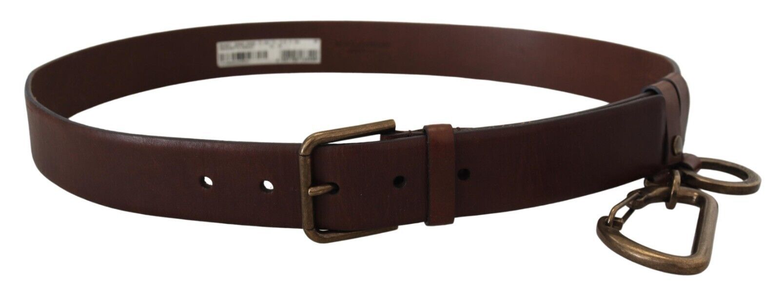 Brown Leather Gold Metal Buckle Carabiner Belt - ventzia