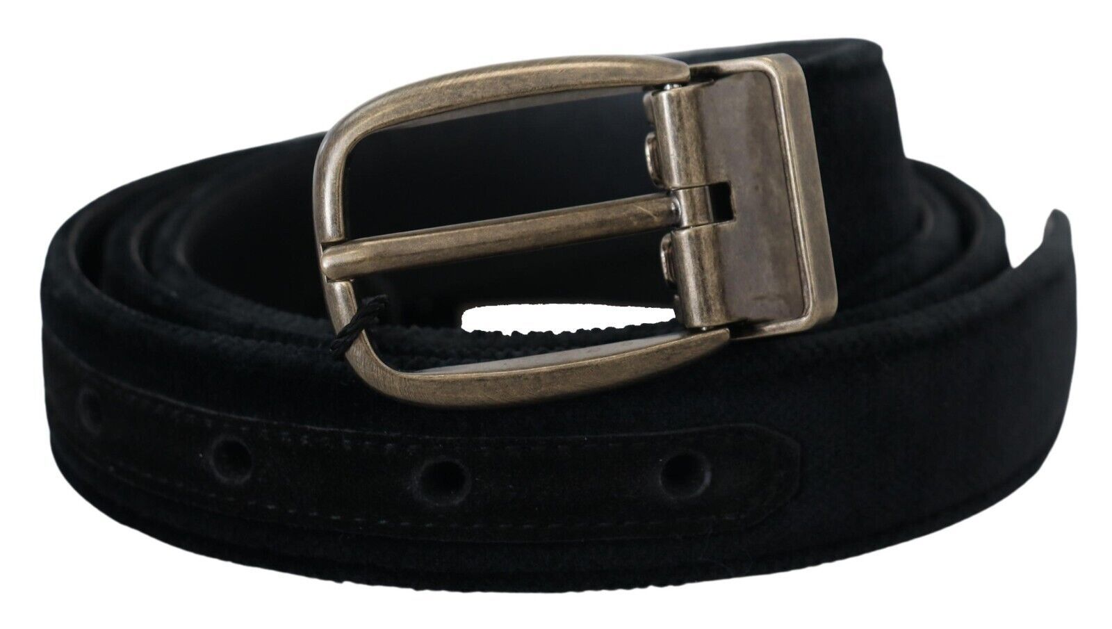 Black Velvet Leather Antique Metal Buckle - ventzia