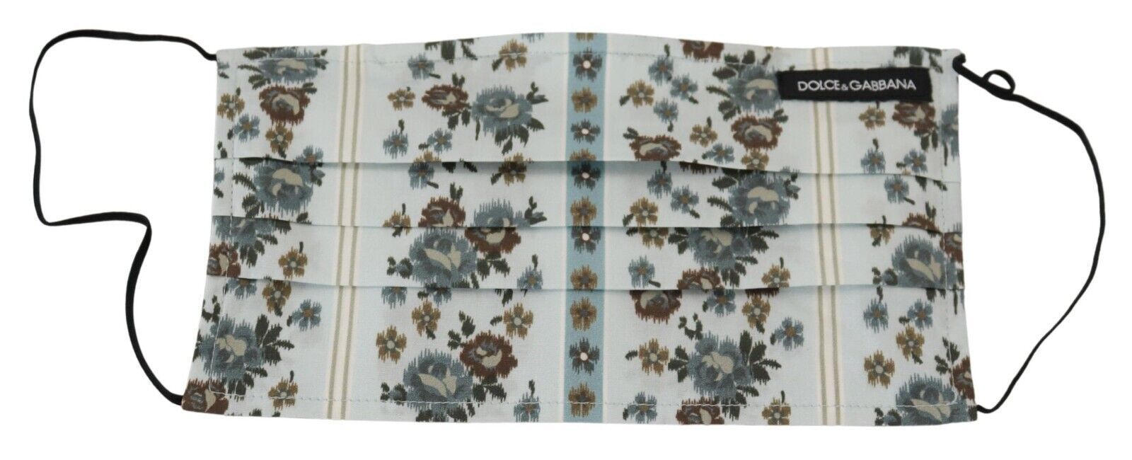 White Floral Cotton Pleated Elastic Ear Strap Face Mask - ventzia