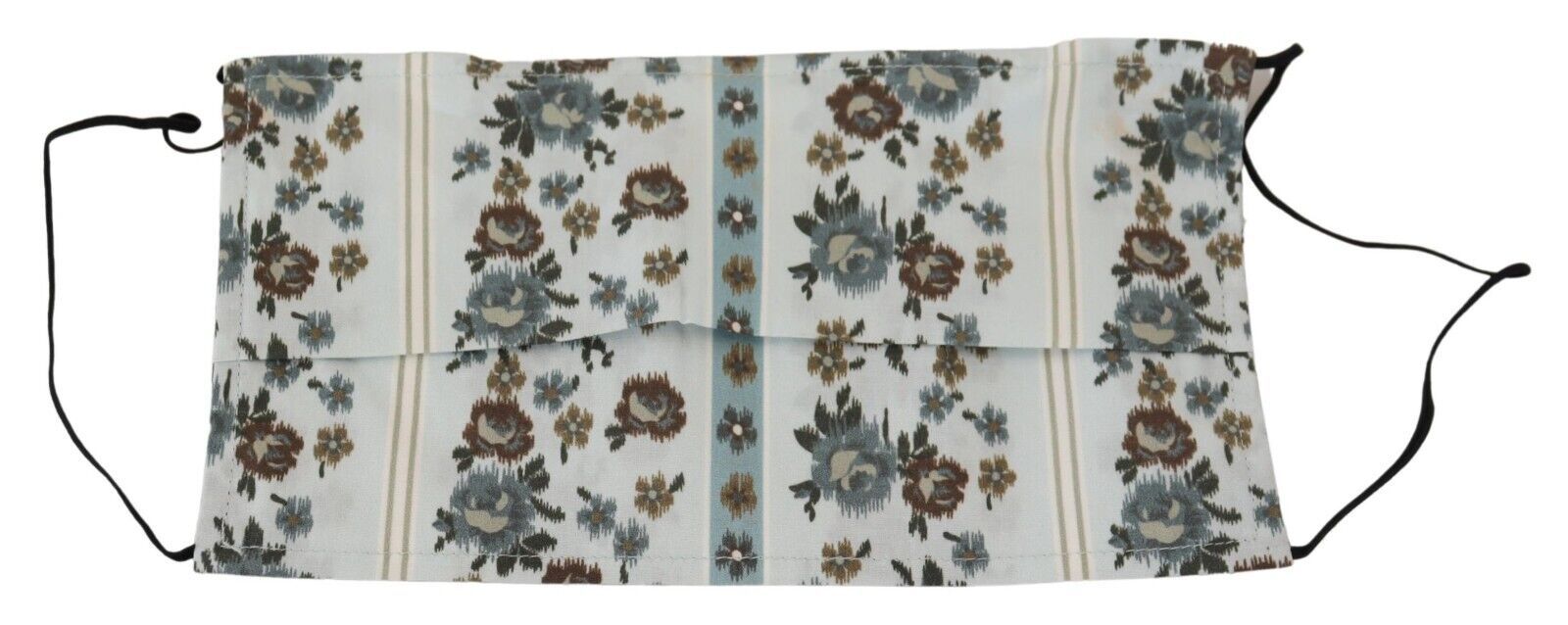 White Floral Cotton Pleated Elastic Ear Strap Face Mask - ventzia