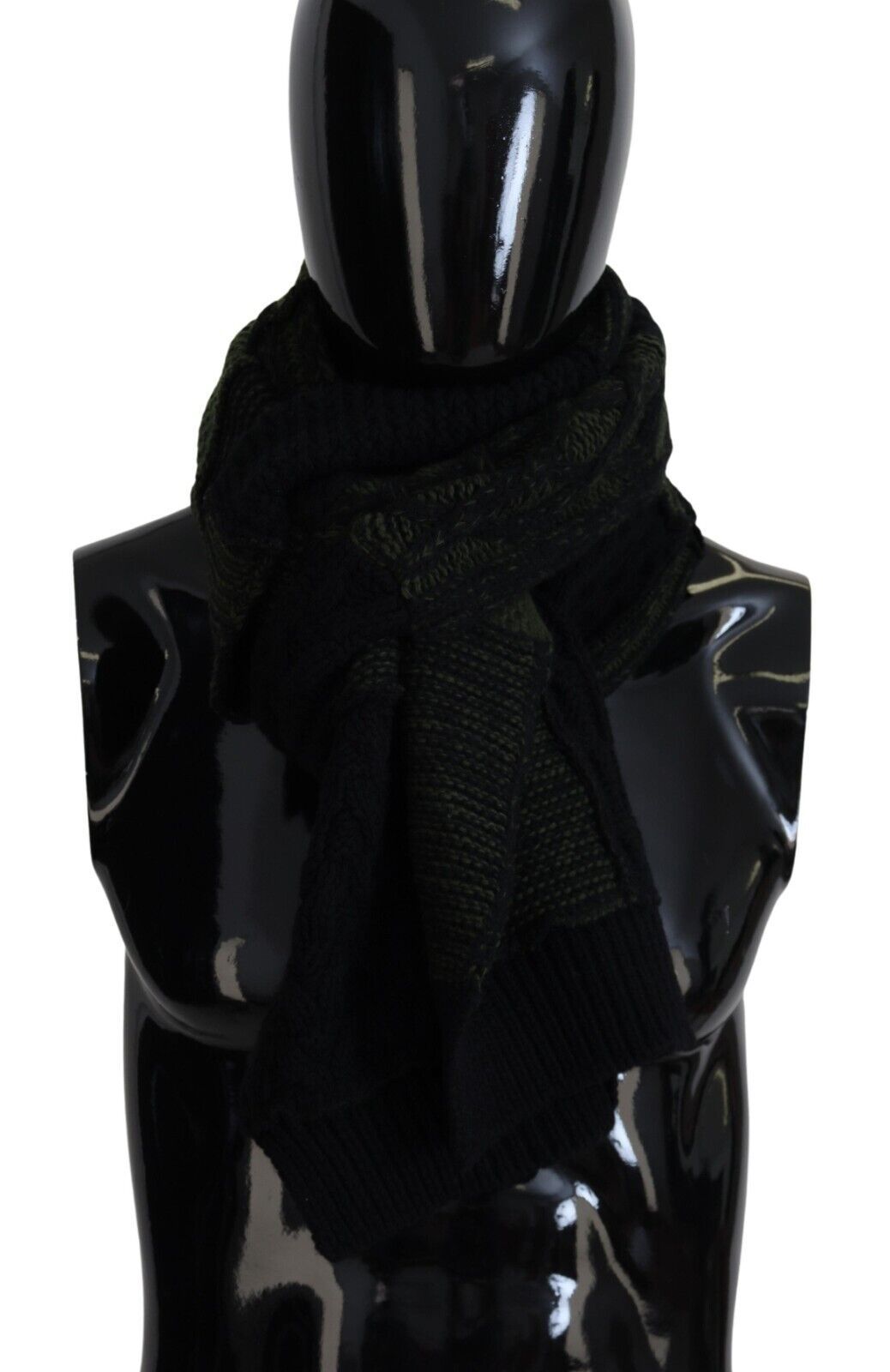 Black Green Knitted Men Neck Wrap Shawl Scarf - ventzia