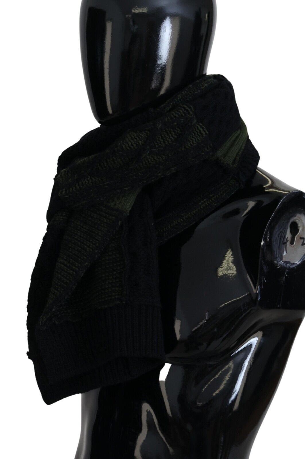 Black Green Knitted Men Neck Wrap Shawl Scarf - ventzia