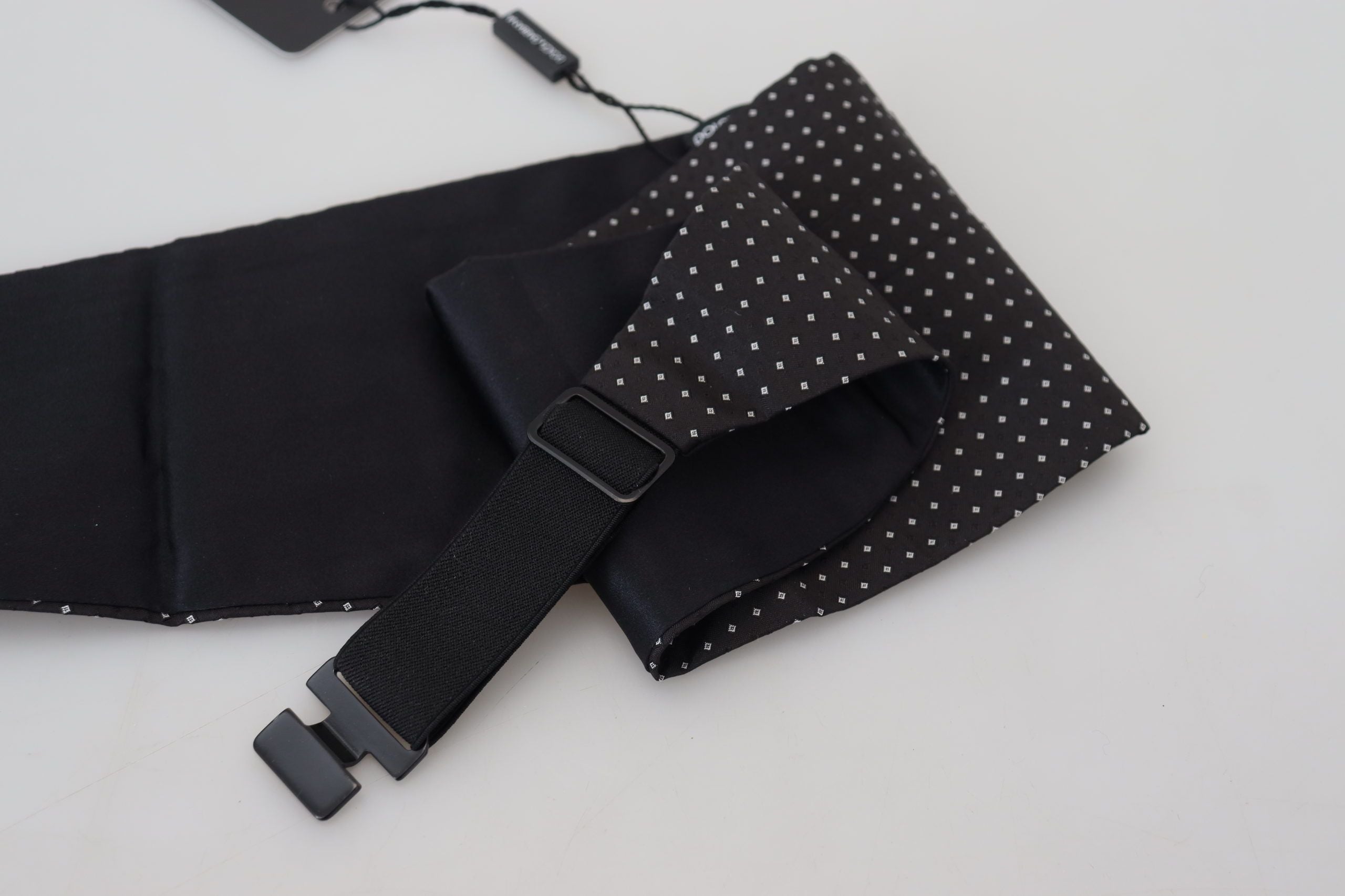 Black Polka Dot Wide Waist Men Belt Cummerband - ventzia
