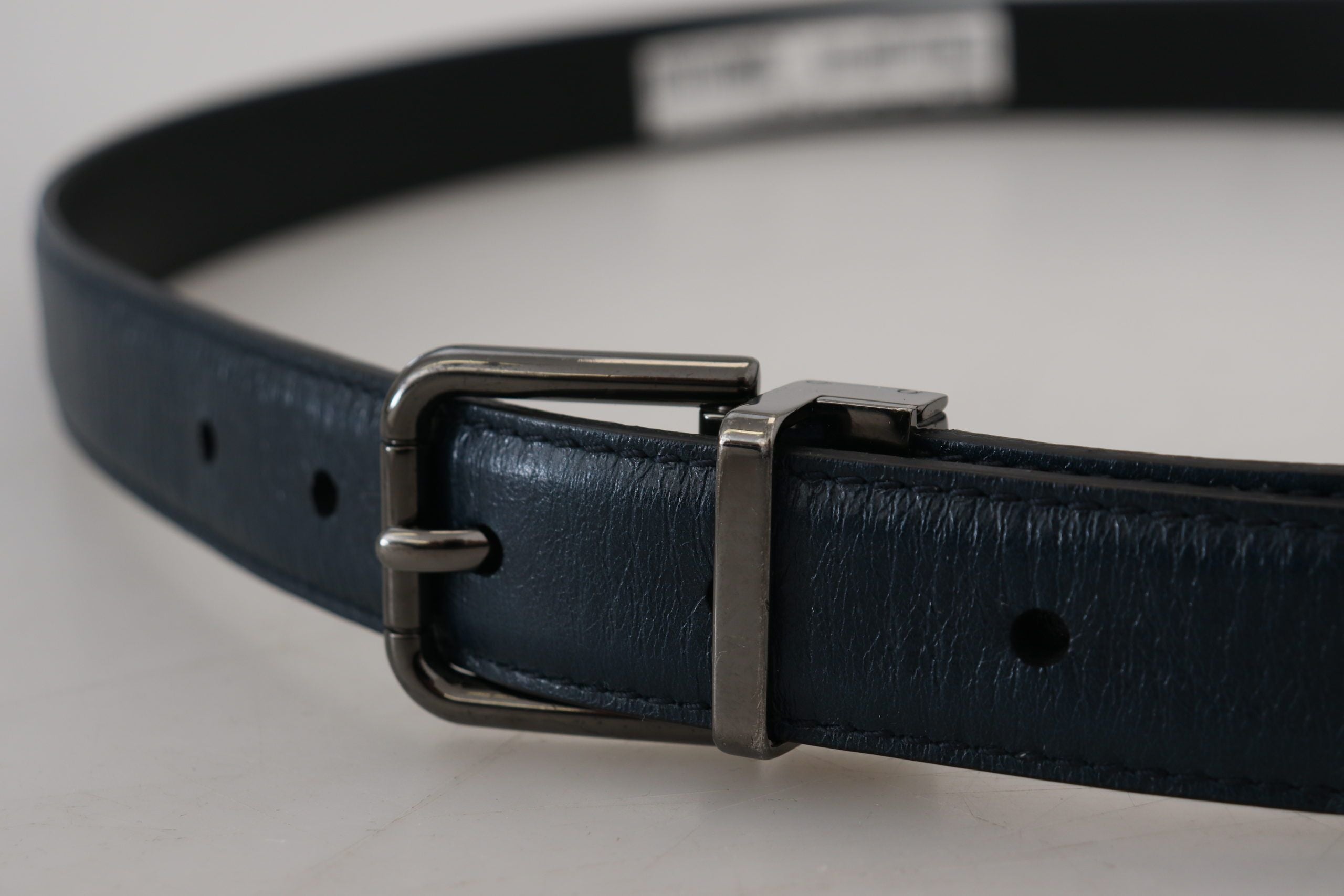 Blue Leather Silver Metal Buckle Vintage Belt - ventzia