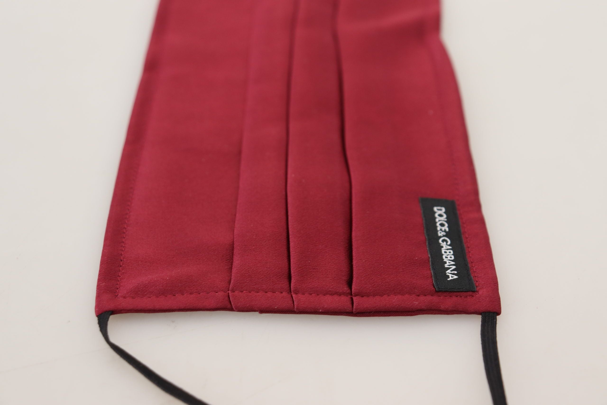 Maroon Silk Pleated Elastic Ear Strap One Size Face Mask - ventzia