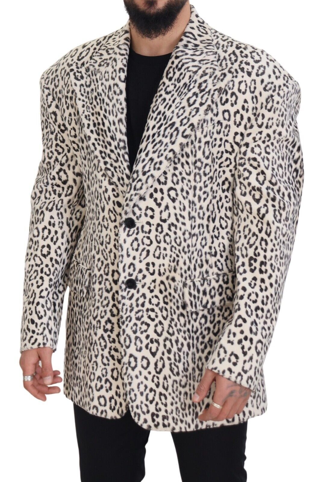 White Leopard Single Breasted Coat Blazer - ventzia