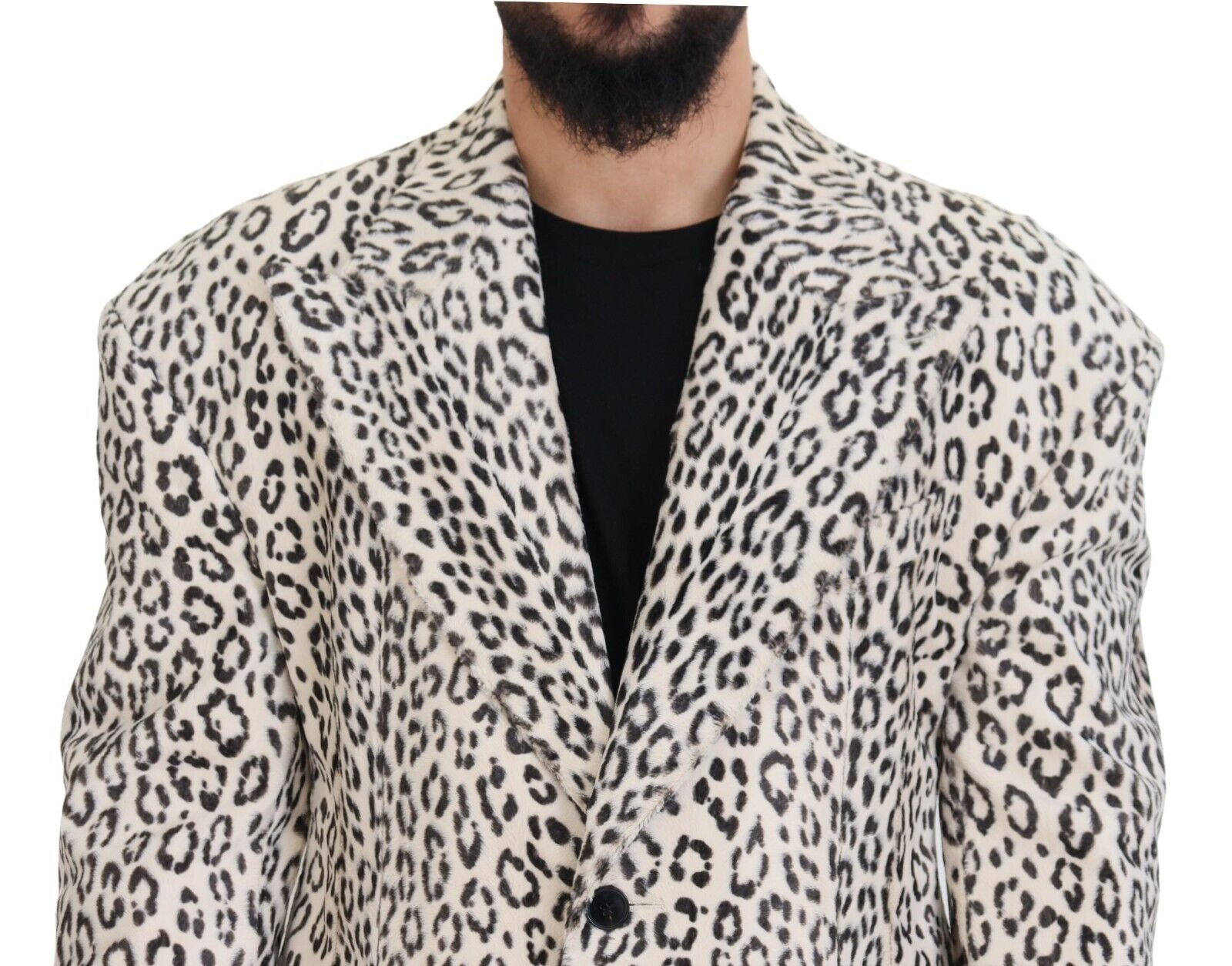 White Leopard Single Breasted Coat Blazer - ventzia
