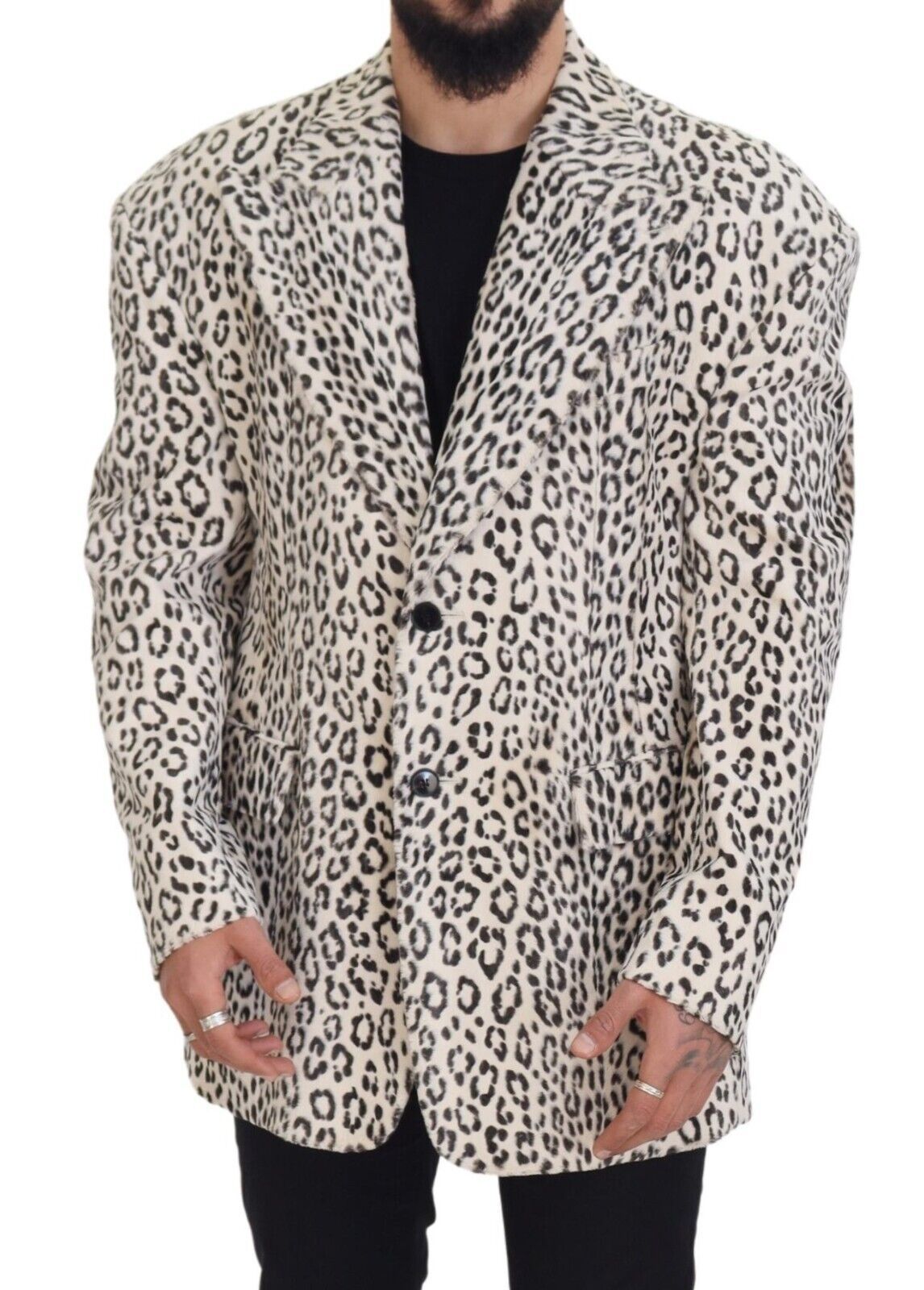 White Leopard Single Breasted Coat Blazer - ventzia