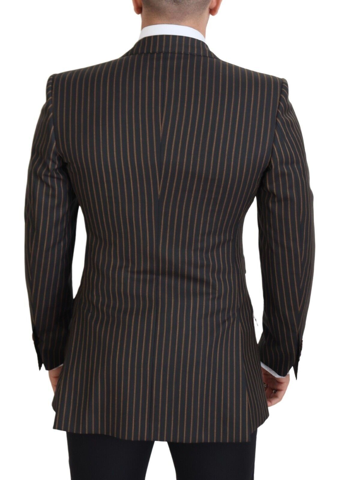 Black Brown Stripes Single Breasted Blazer - ventzia