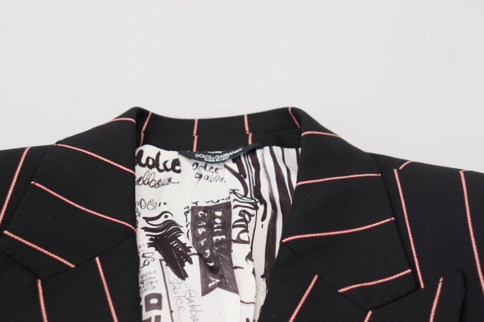 Black Stripes Viscose Double Breasted Blazer - ventzia