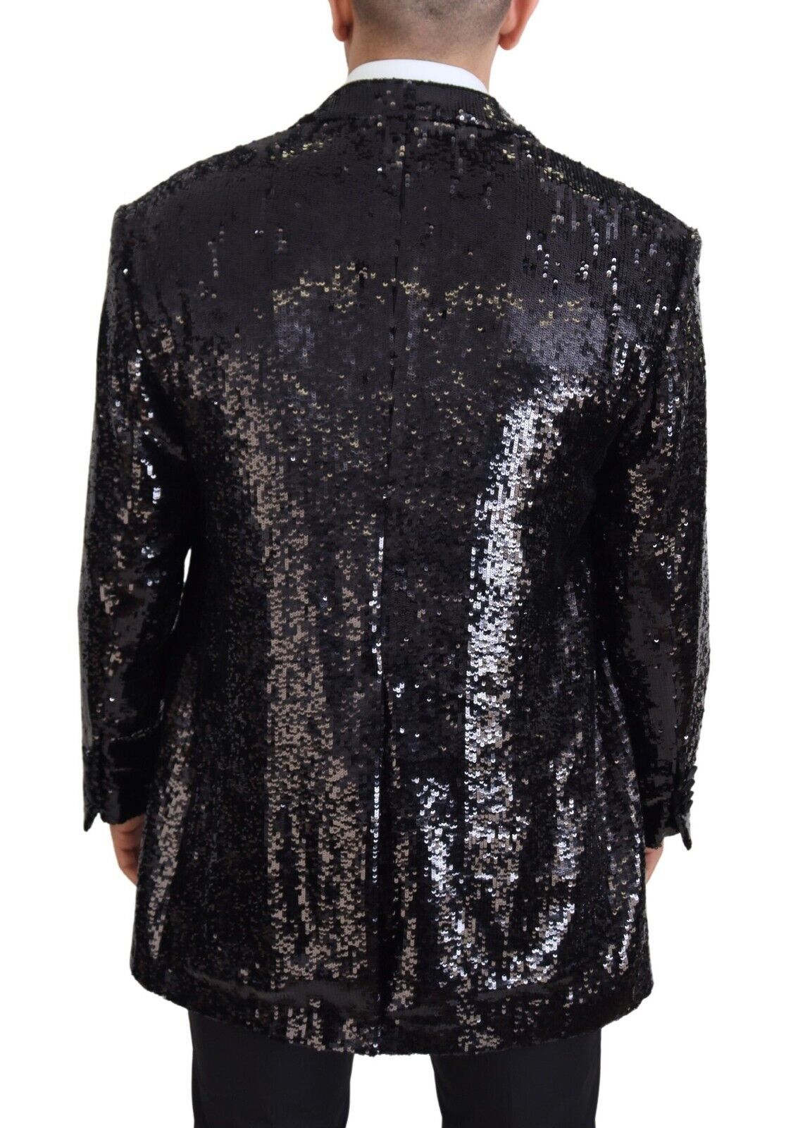 Black Sequined Cow Pattern Nylon Blazer - ventzia