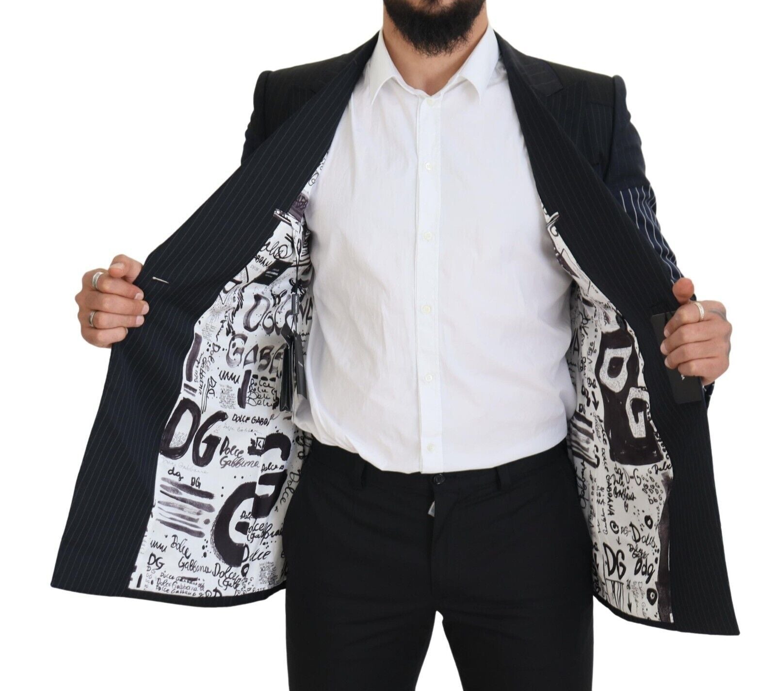 Blue Wool Patchwork Double Breasted Blazer - ventzia
