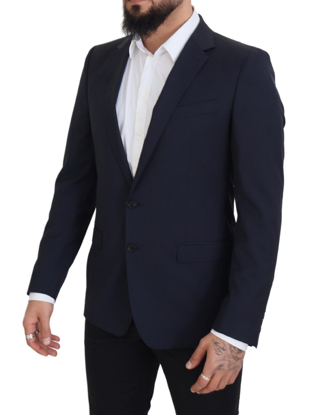 Dark Blue Wool Single Breasted MARTINI Blazer - ventzia