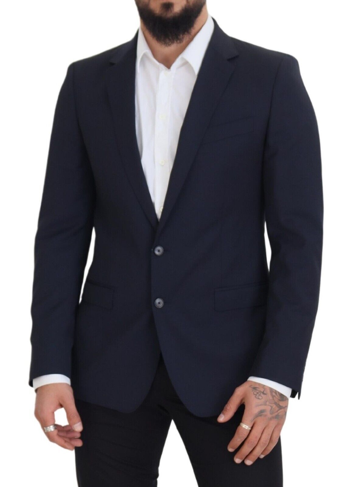 Dark Blue Wool Single Breasted MARTINI Blazer - ventzia