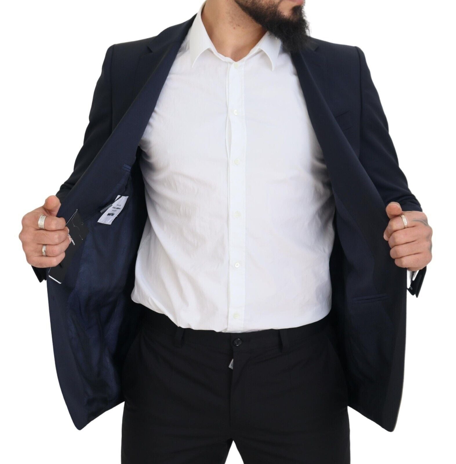 Dark Blue Wool Single Breasted MARTINI Blazer - ventzia