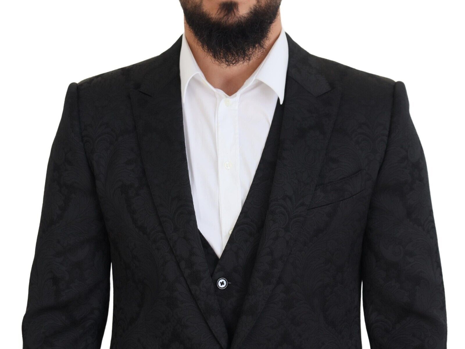 Black Floral Brocade 2 Piece MARTINI Suit - ventzia