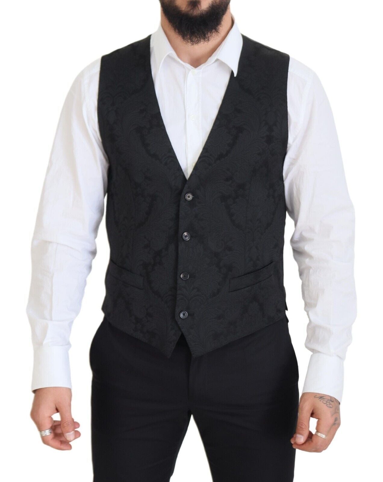 Black Floral Brocade 2 Piece MARTINI Suit - ventzia