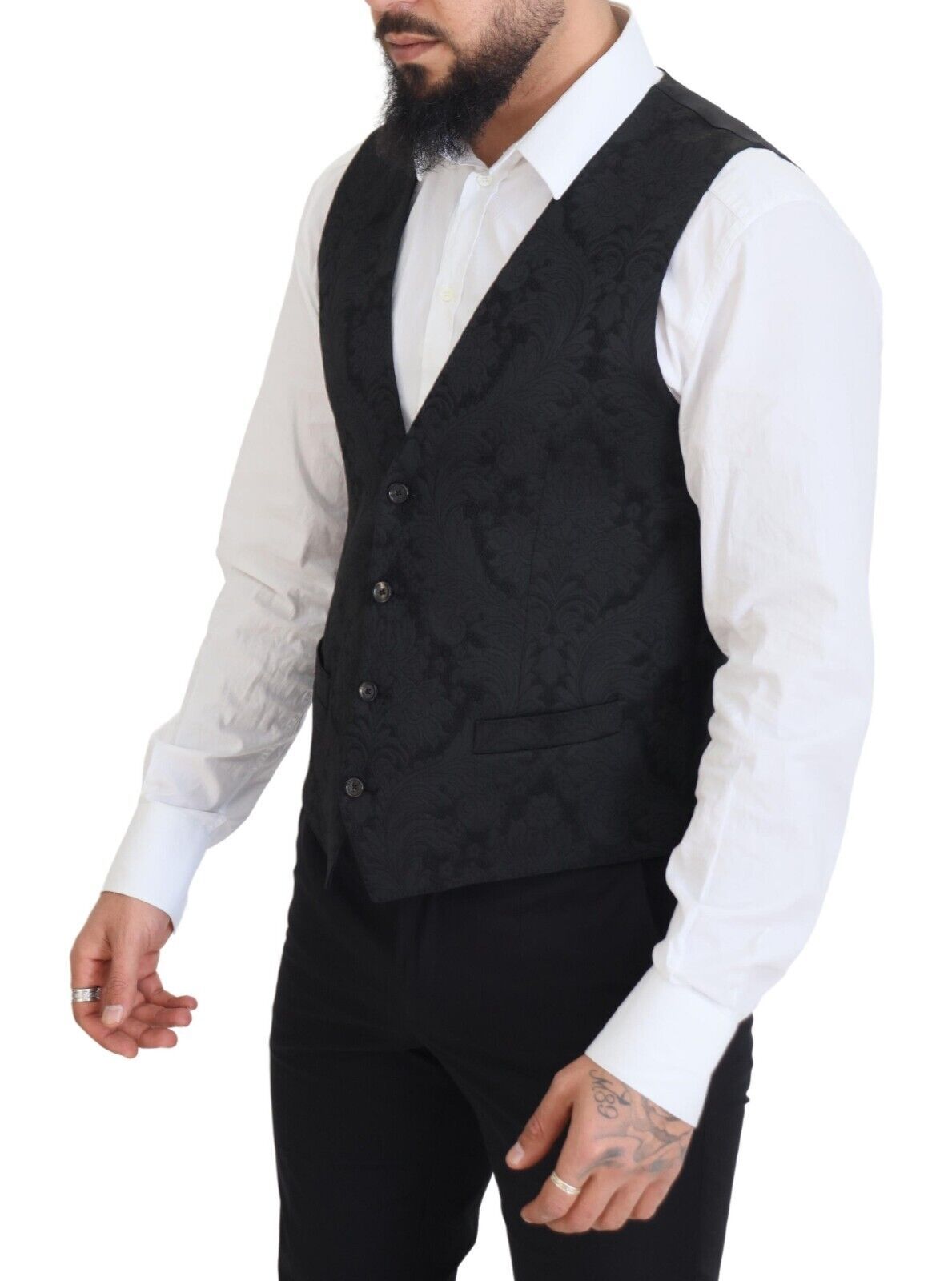 Black Floral Brocade 2 Piece MARTINI Suit - ventzia