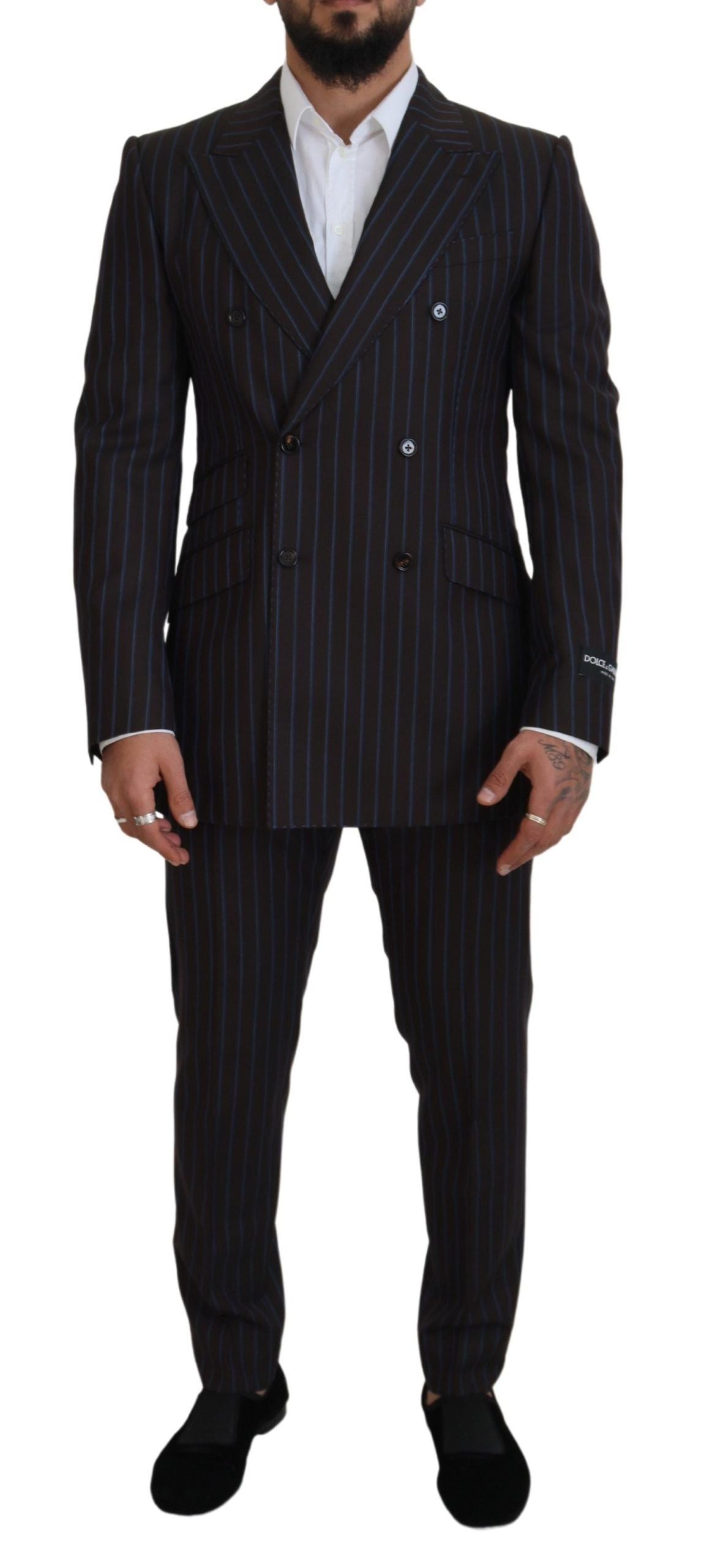 Black Striped Wool Formal 2 Piece Suit - ventzia