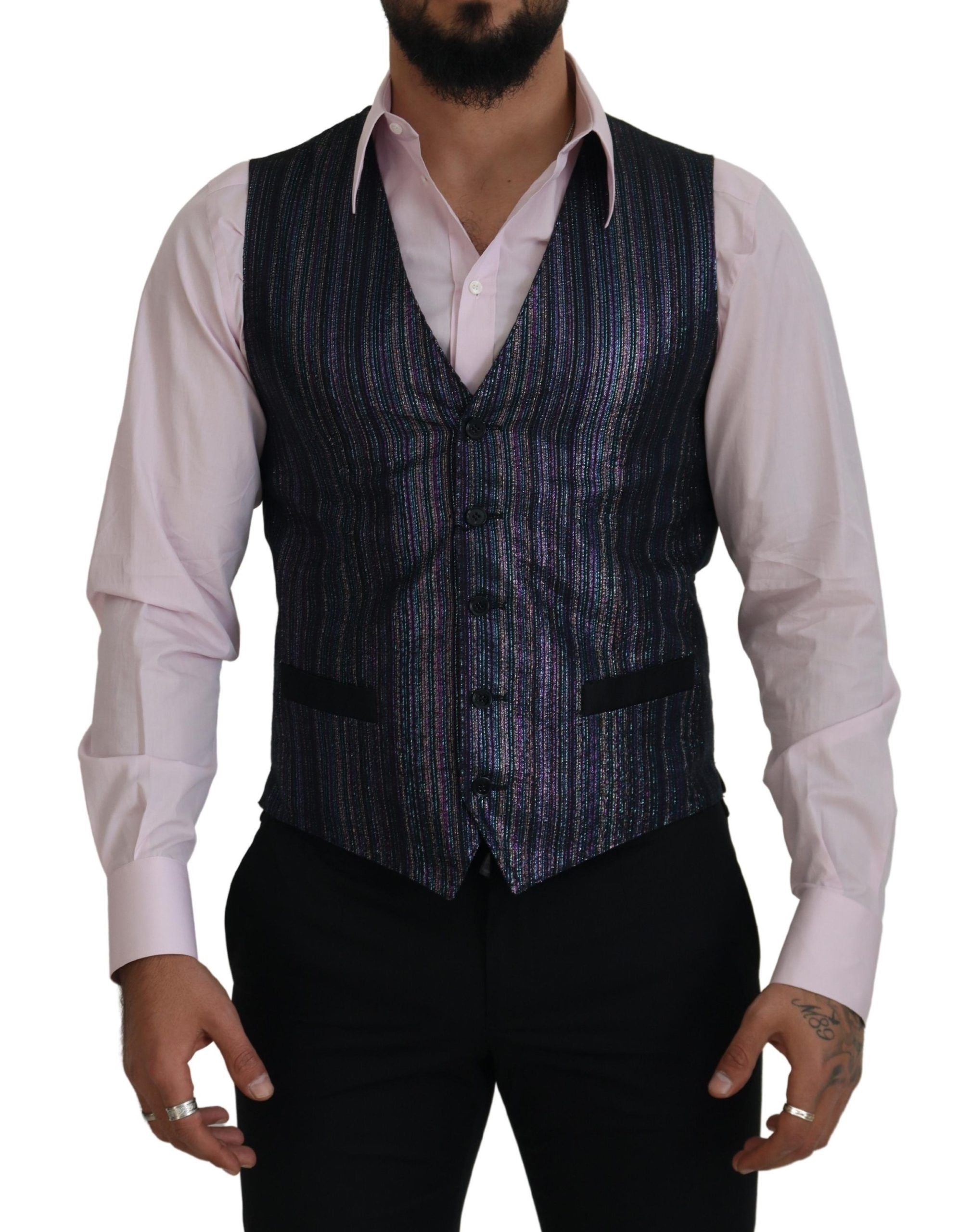 Multicolor Polyester Waistcoat Dress Formal Vest - ventzia
