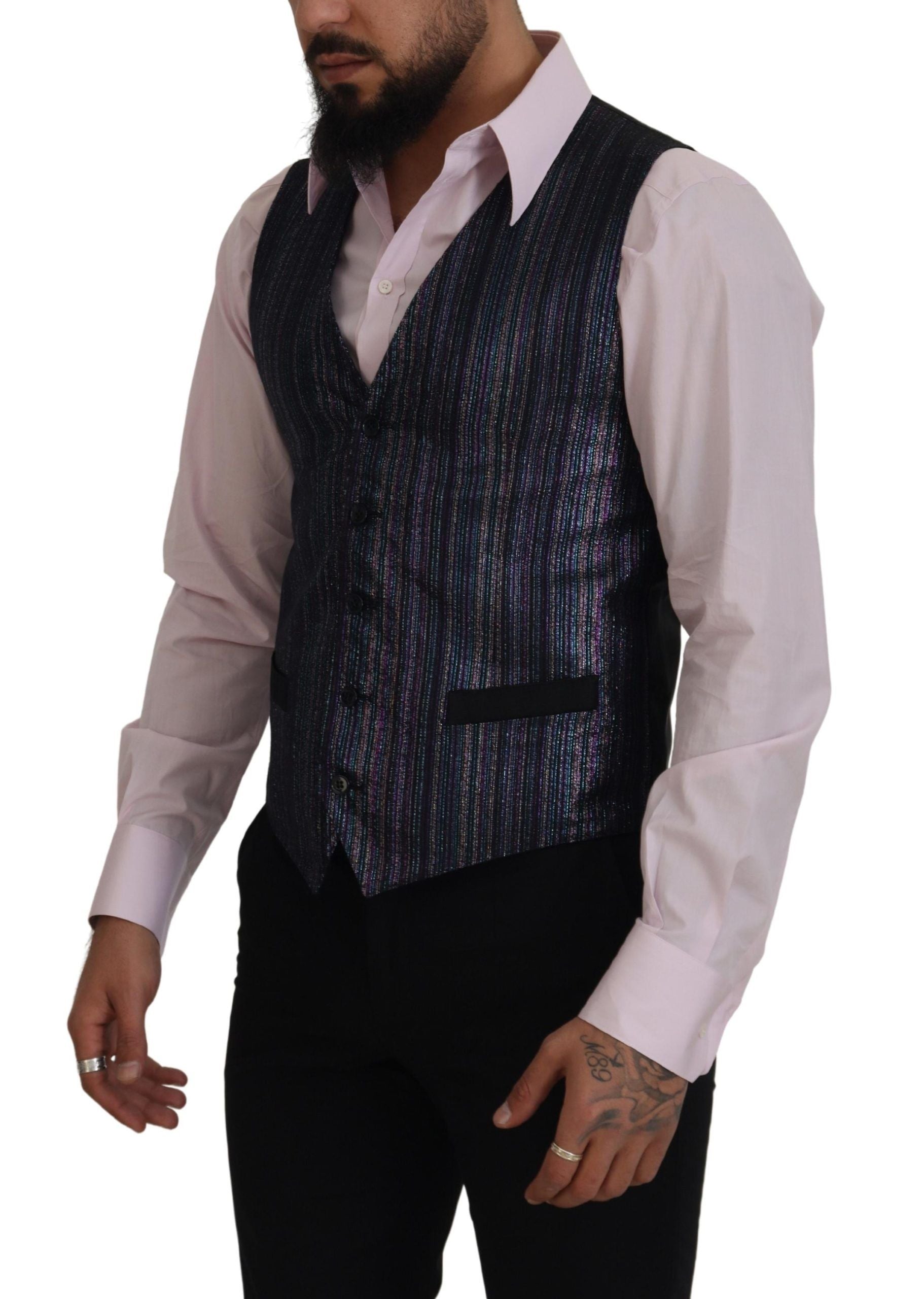 Multicolor Polyester Waistcoat Dress Formal Vest - ventzia