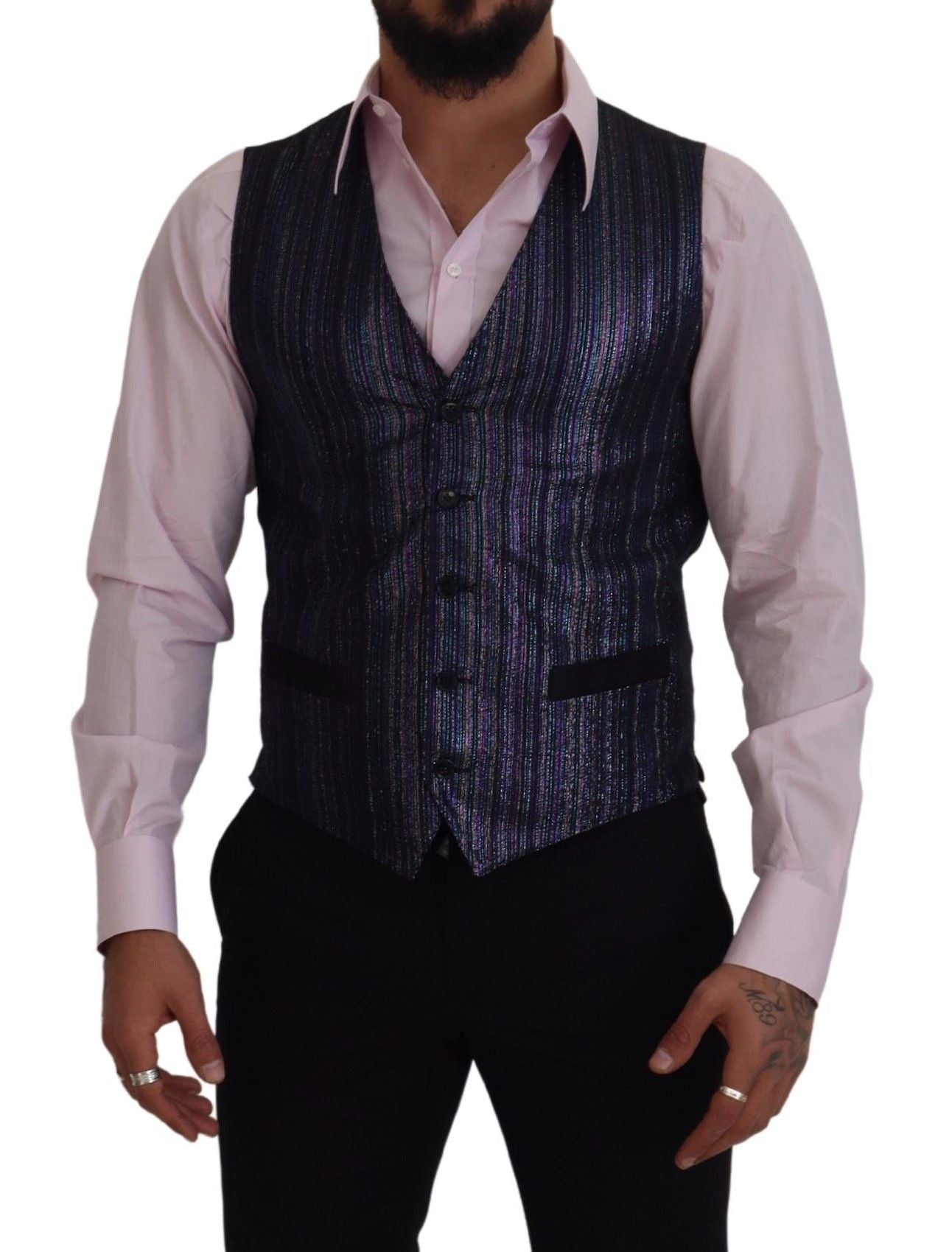 Multicolor Polyester Waistcoat Dress Formal Vest - ventzia