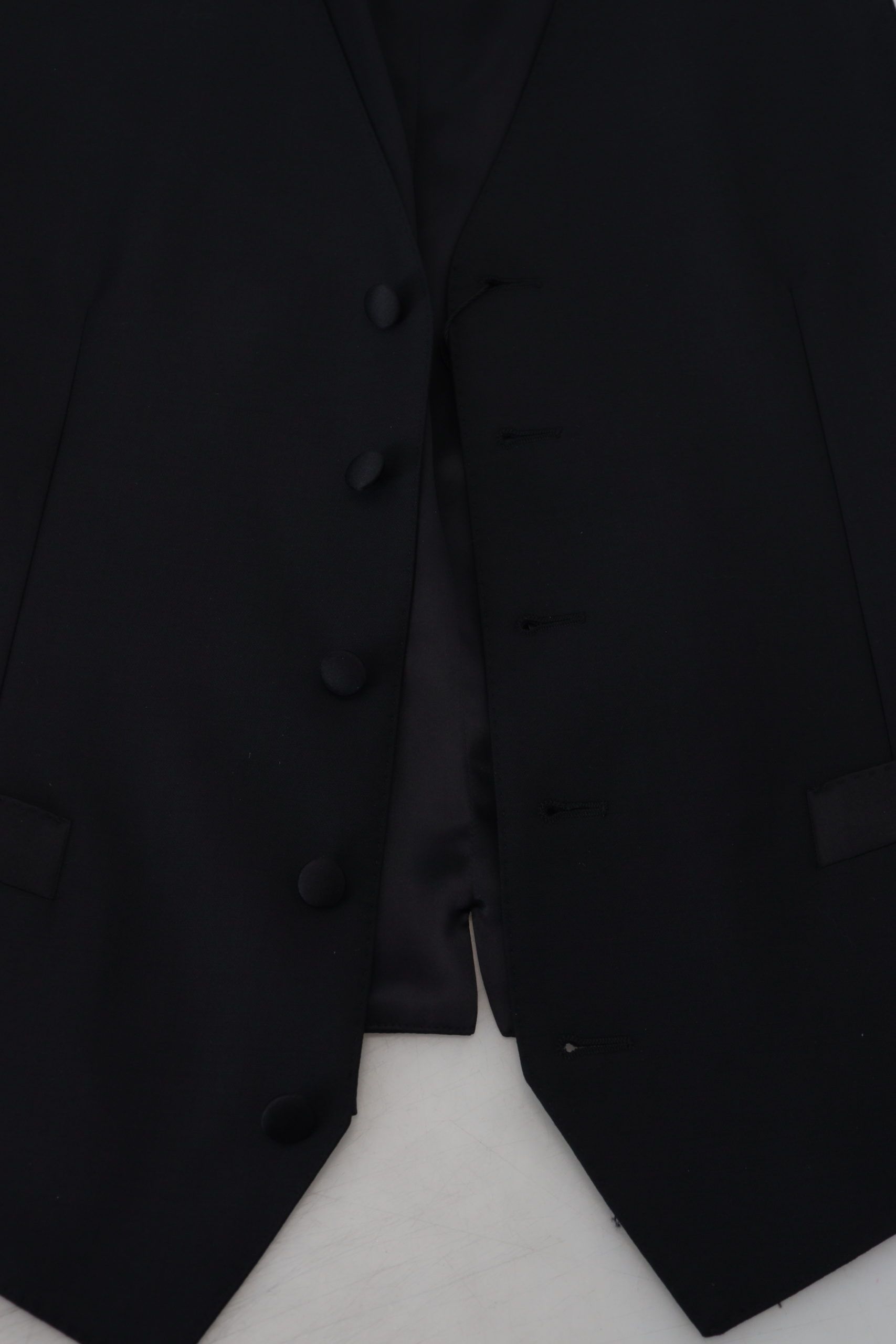 Black Virgin Wool Waistcoat Formal Dress Vest - ventzia