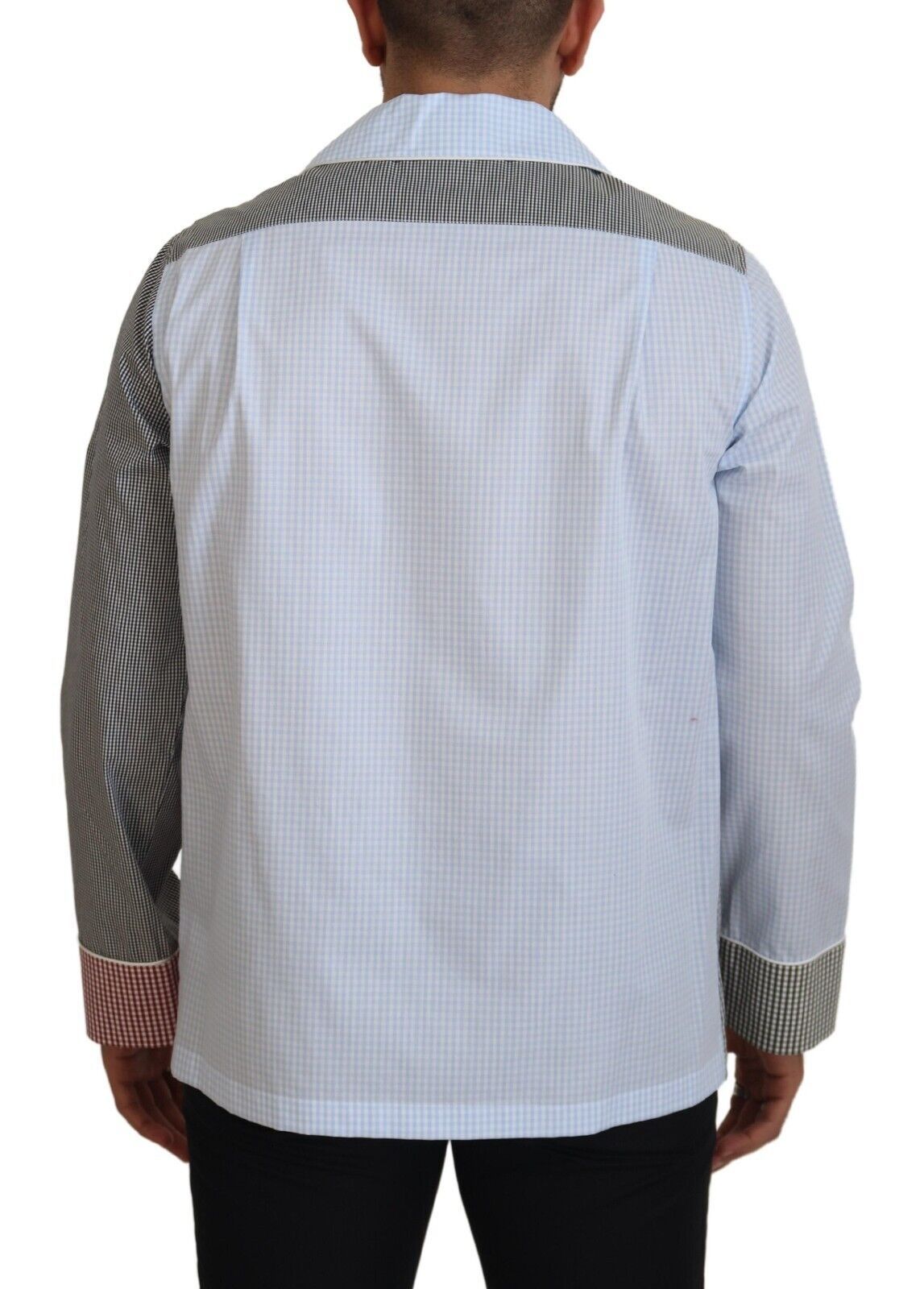 Multicolor Patchwork Cotton Long Sleeves Shirt - ventzia