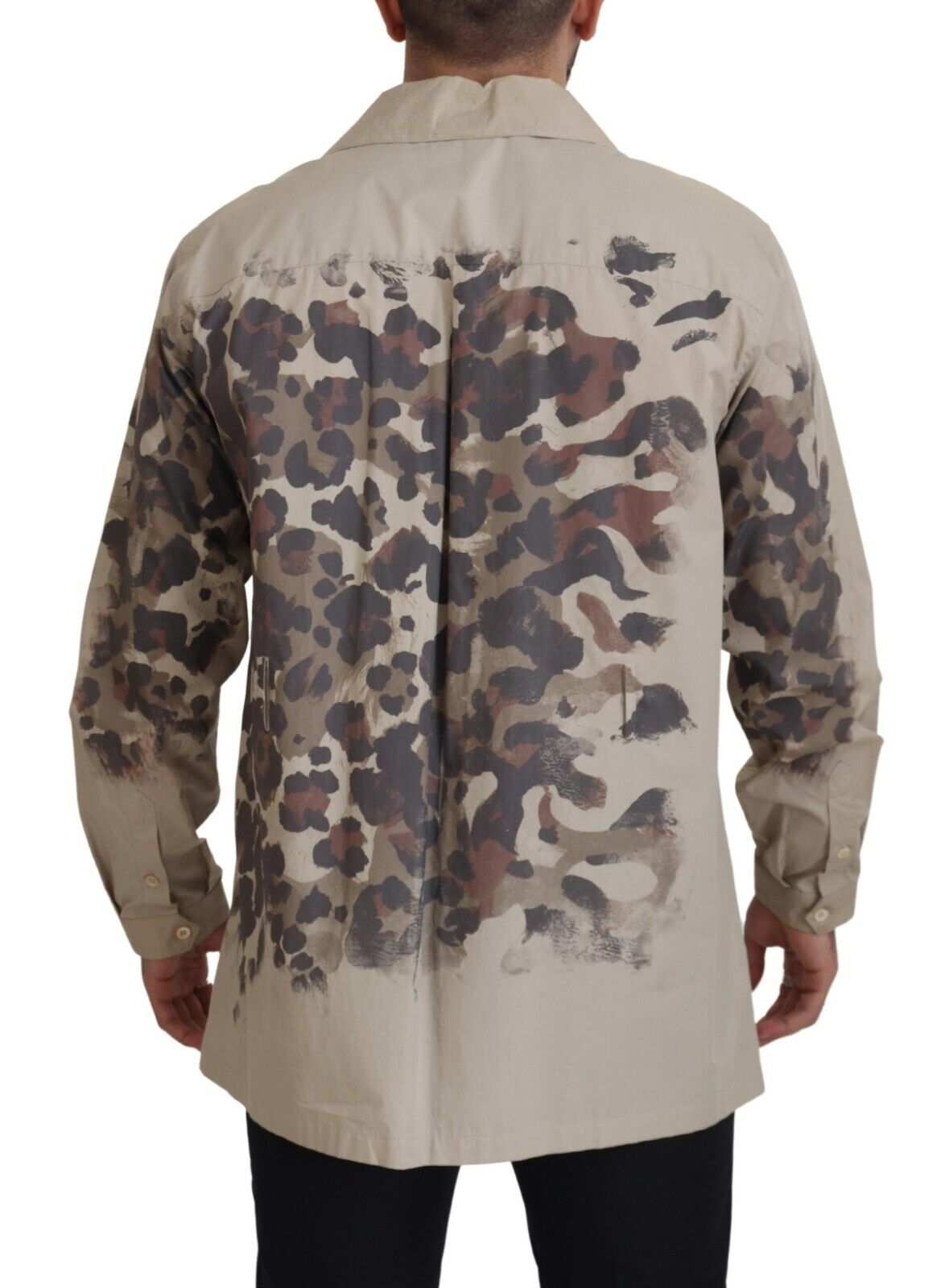 Beige Camouflage Cotton Long Sleeves Shirt - ventzia