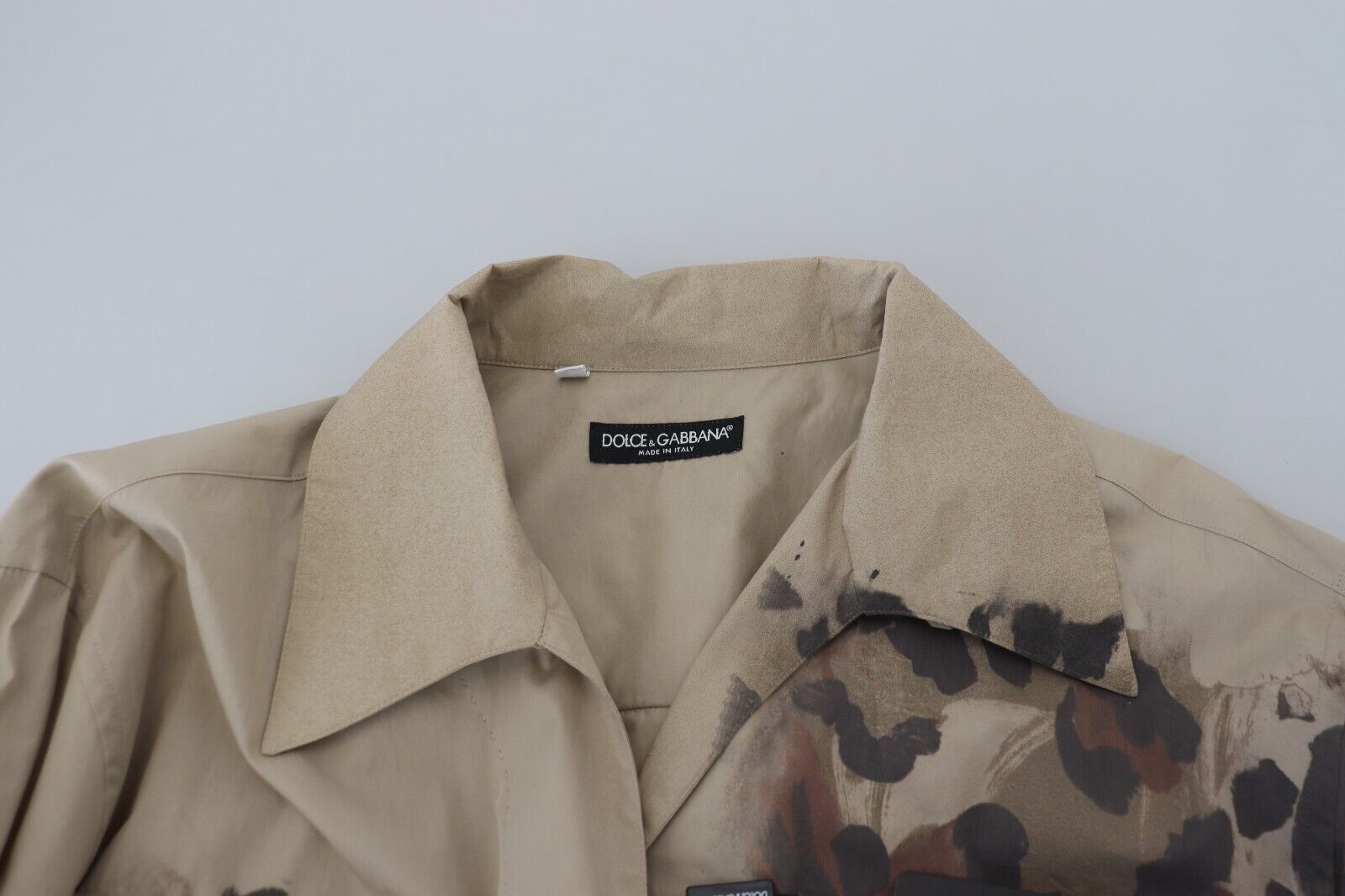 Beige Camouflage Cotton Long Sleeves Shirt - ventzia